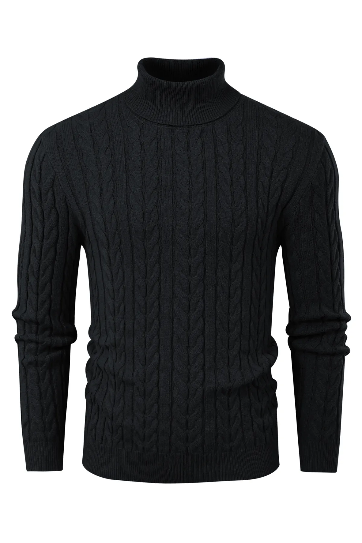 Men's Turtneck Pullover Sweaters Cable Knit Long Sleeve Sweater sold by Paul Jones product image thumbnail 3