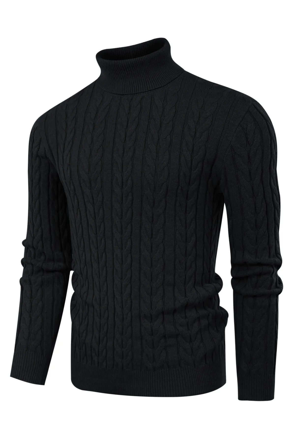 Men's Turtneck Pullover Sweaters Cable Knit Long Sleeve Sweater sold by Paul Jones product image thumbnail 4