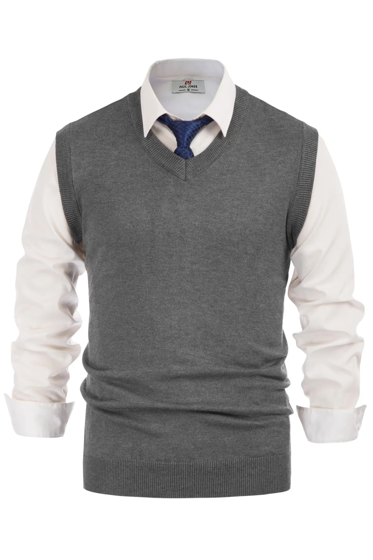 Mens V-Neck Knitted Sweater Vest Solid Plain Sleeveless Pullover Knitwears sold by Paul Jones product image thumbnail 3