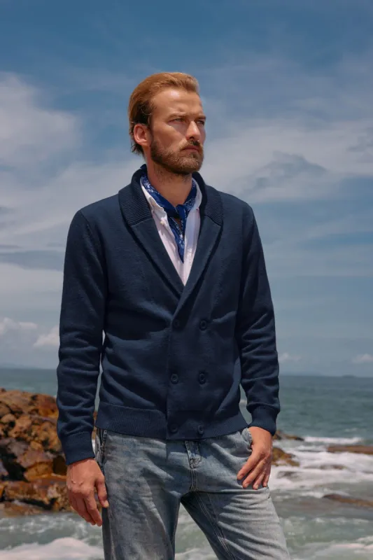 Men's Shawl Collar Cardigan Sweaters Double Breasted Slim Fit Knitted Sweaters sold by Paul Jones