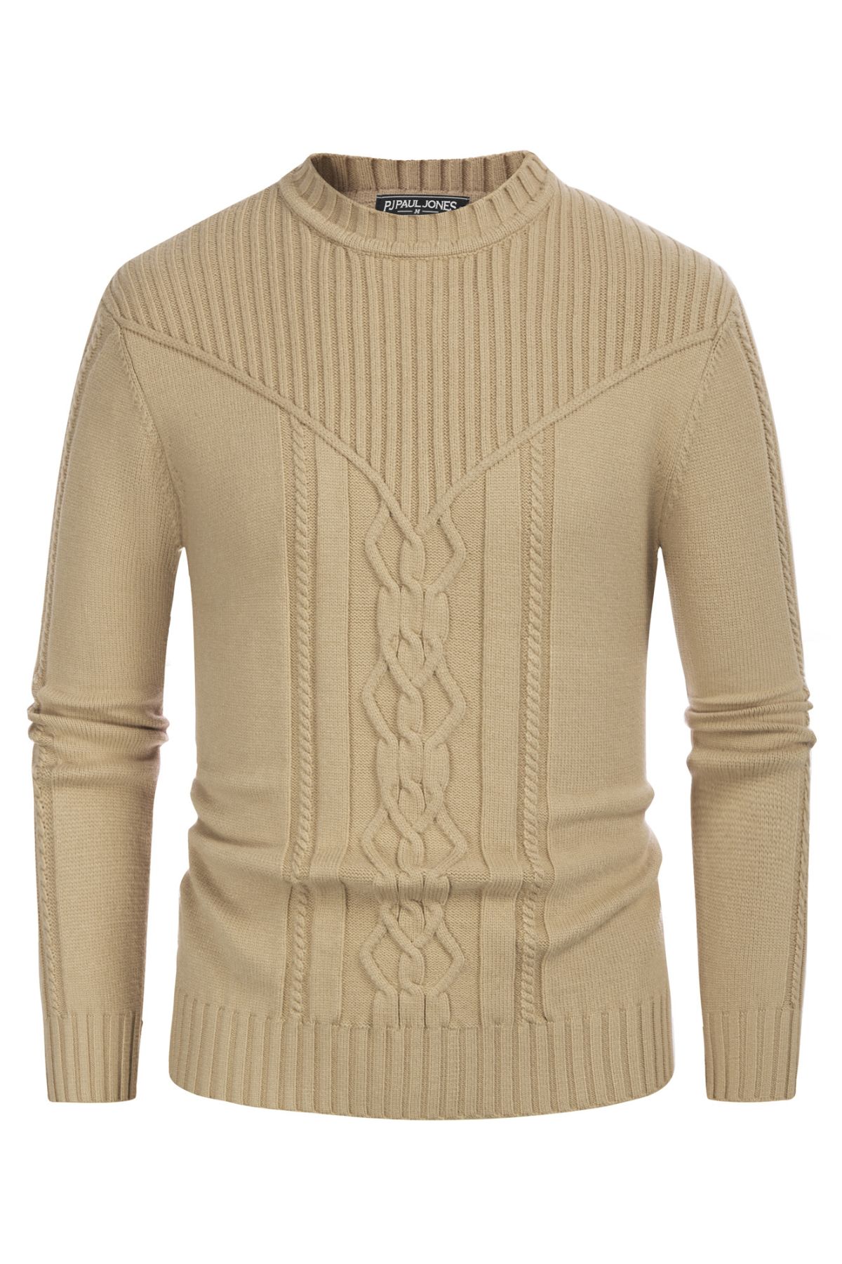 Mens Crewneck Sweater Lightweight Slim Fit Long Sleeve Cable Knitted Sweaters sold by Paul Jones product image thumbnail 3