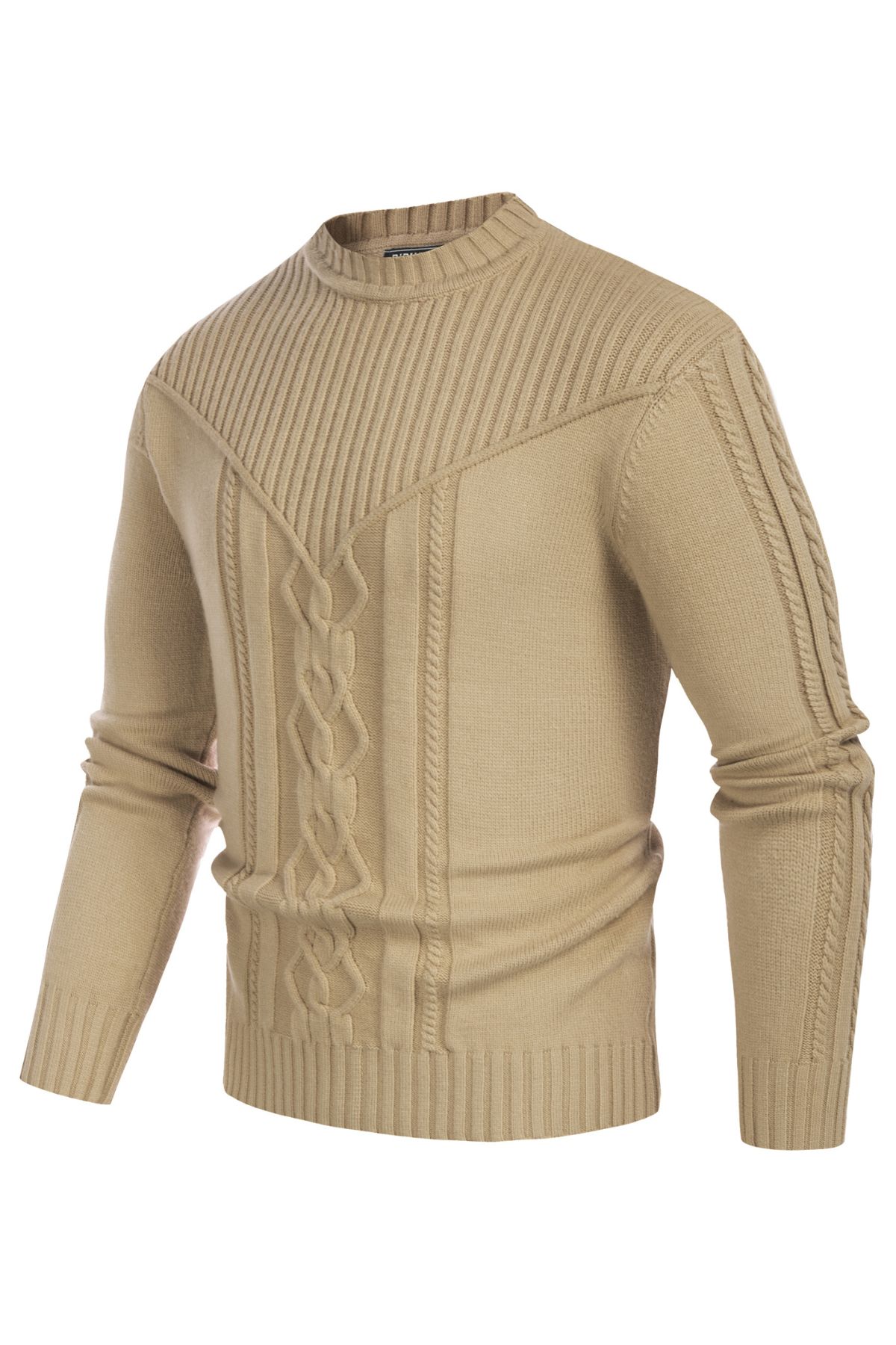 Mens Crewneck Sweater Lightweight Slim Fit Long Sleeve Cable Knitted Sweaters sold by Paul Jones product image thumbnail 4