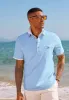 Men Pullover Shirt Casual Short Sleeve Lapel Collar Button-up Neck Tops sold by Paul Jones
