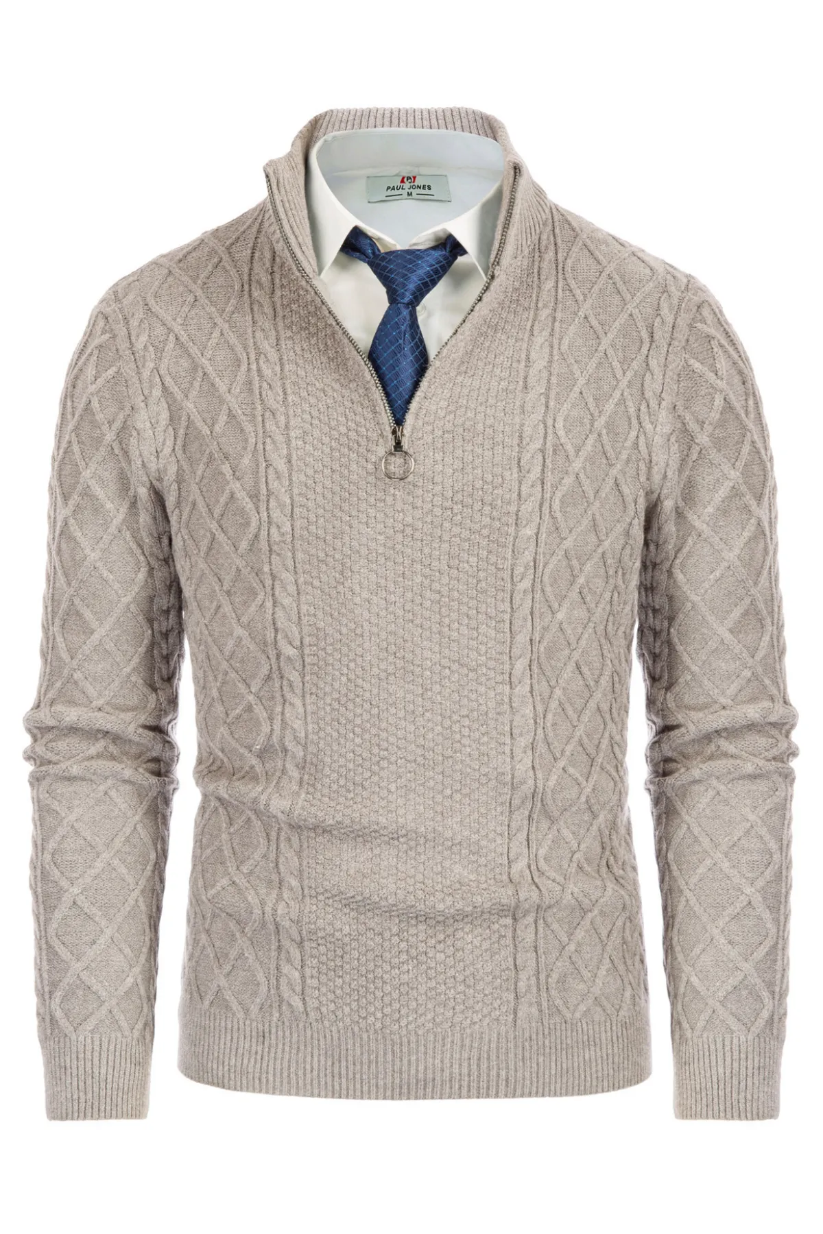 Men's Quarter-Zip Sweaters Cable Knit Thermal Pullover sold by Paul Jones product image thumbnail 3