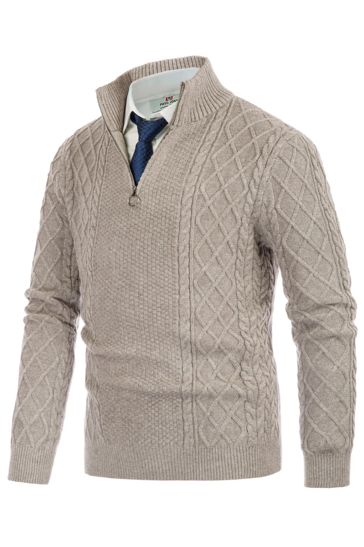 Men's Quarter-Zip Sweaters Cable Knit Thermal Pullover sold by Paul Jones product image thumbnail 4