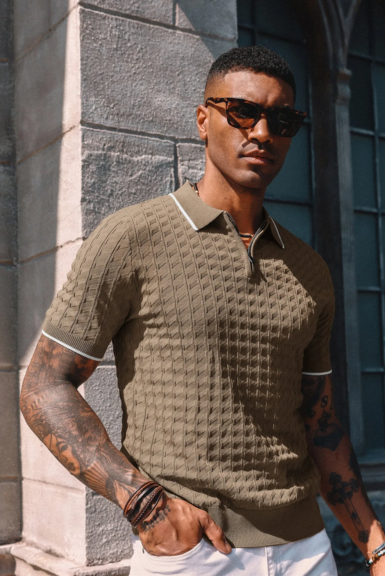 トップス COTTON NYLON CORD POLO COLLAER KNIT img73667_src.webp
