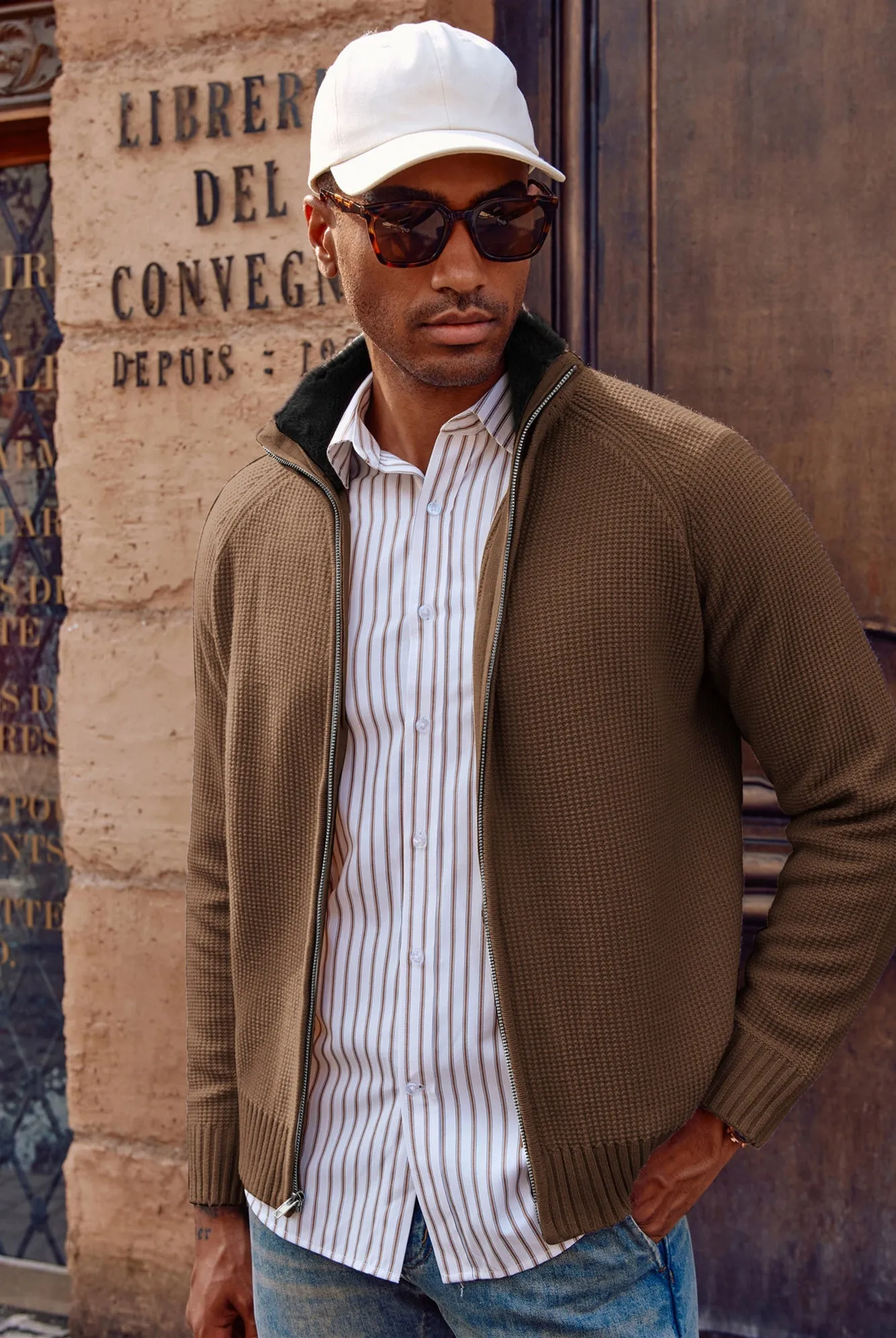 Mens Full Zip Cardigan Sweater Slim Fit Stand Collar Zip Up Sweaters sold by Paul Jones product image thumbnail 2