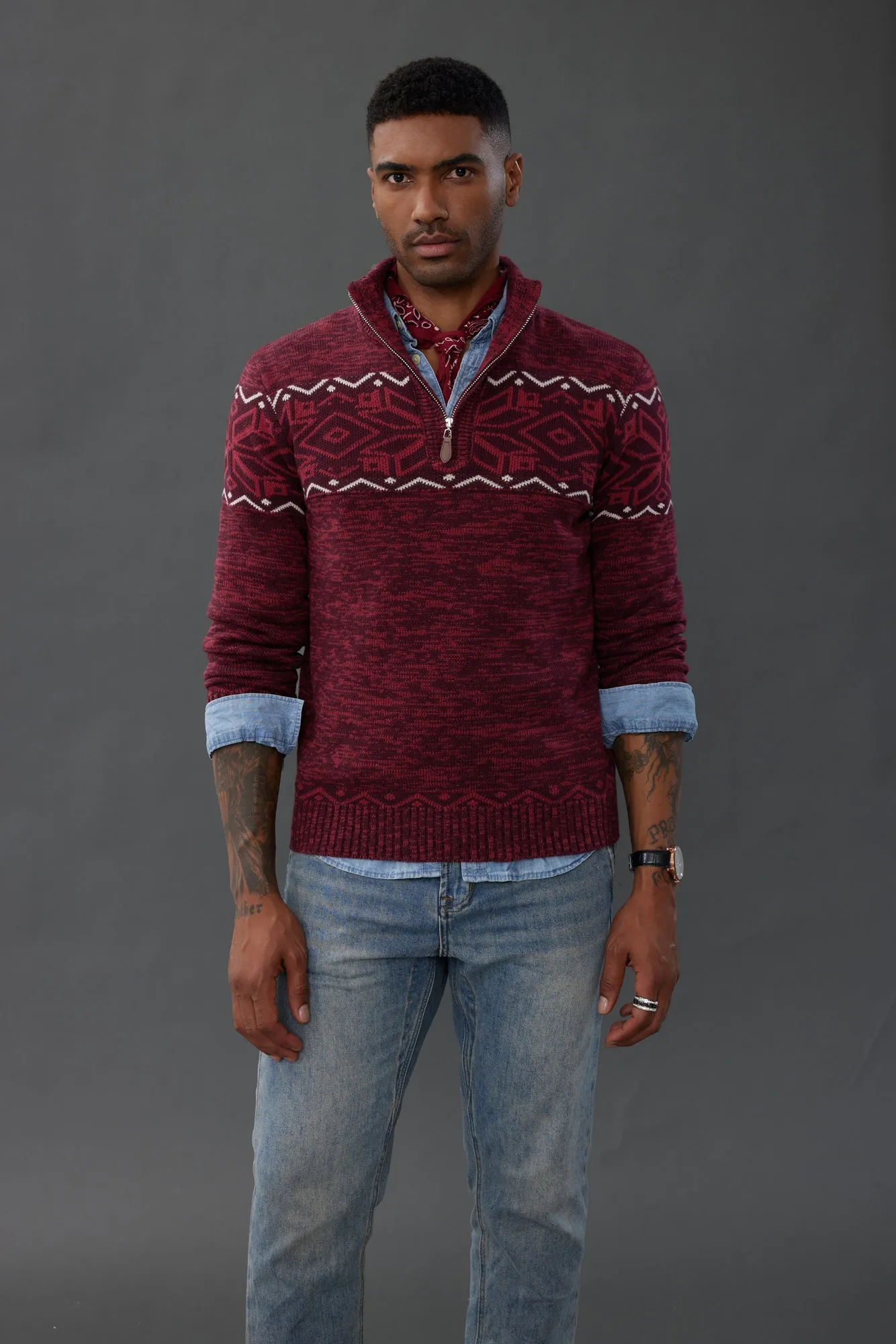 Men's Sweater Mock Neck Sweater Fair Isle Pattern Pullover Sweater sold by Paul Jones product image thumbnail 5
