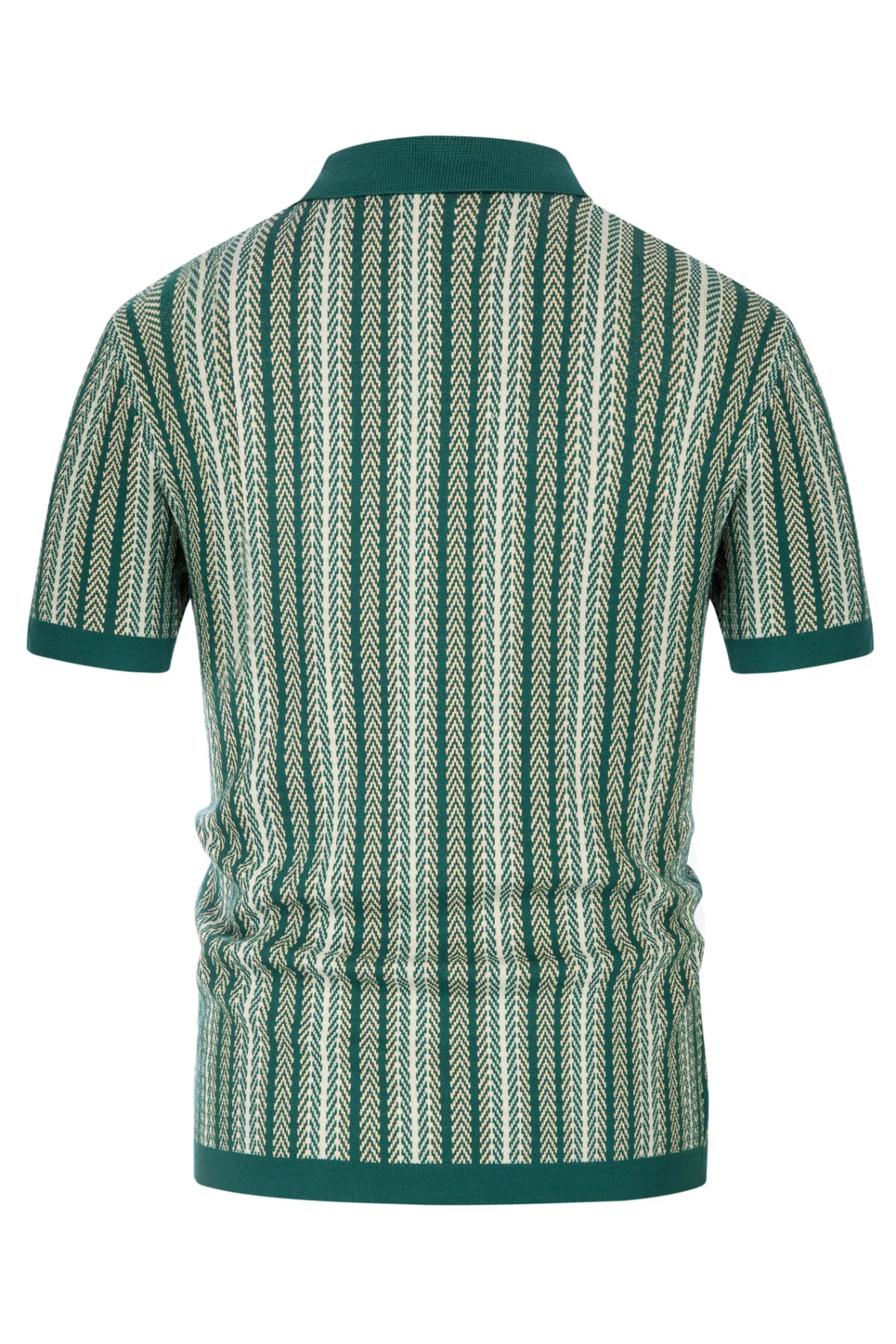 PJ PAUL JONES Men's Polo Shirts Retro Knit Cardigans Shirt 70s Vintage Striped Shirt Short Sleeve Button Down Clothing sold by Paul Jones product image thumbnail 4