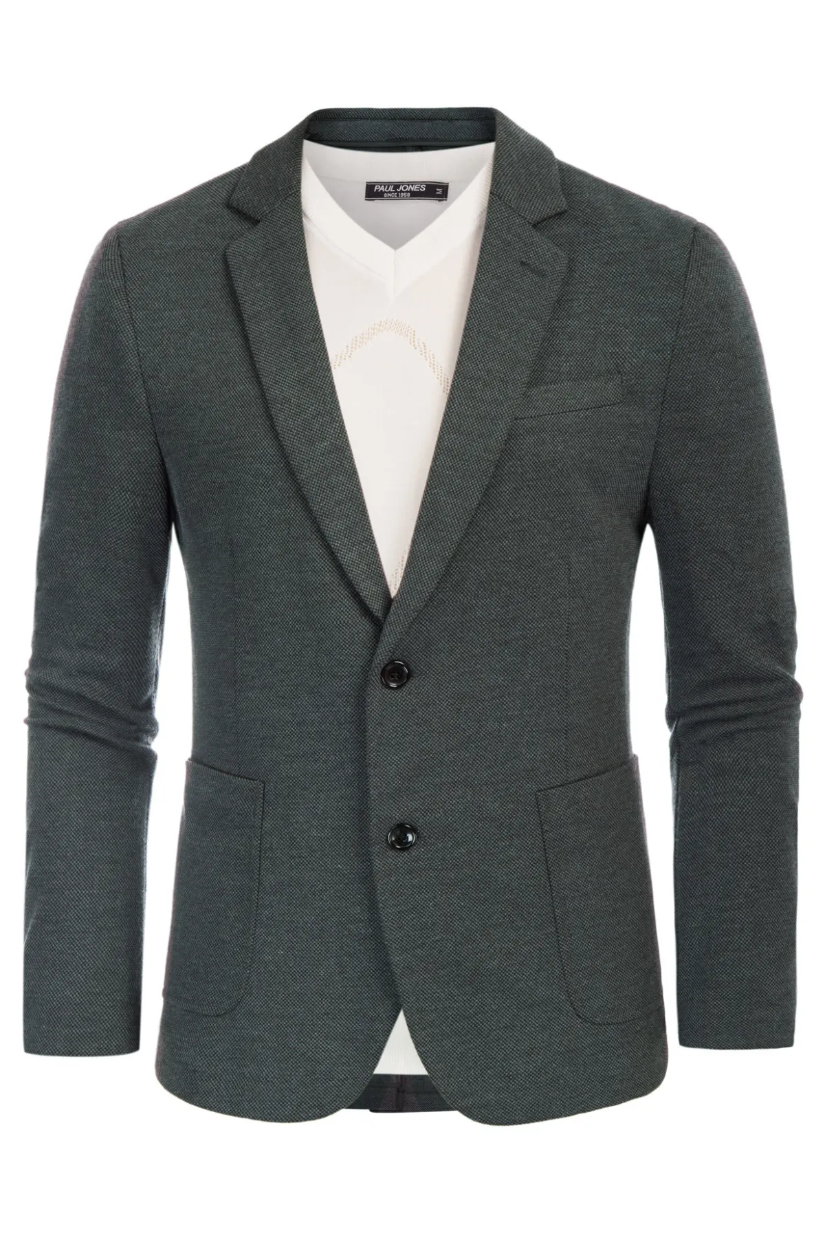 Mens Casual Knit Blazer Two Buttons Unlined Stretch Sport Coat Suit Jacket and Pant sold by Paul Jones product image thumbnail 3
