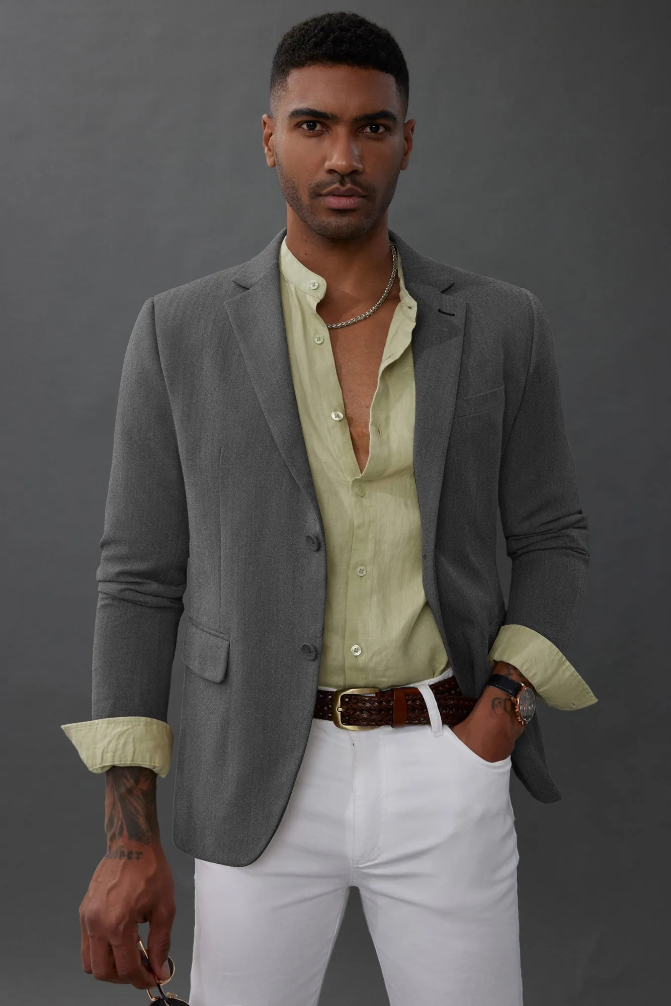 Mens Blazers Jacket Casual Herringbone Suit Jacket Two Buttons Sports Coats for Wedding sold by Paul Jones