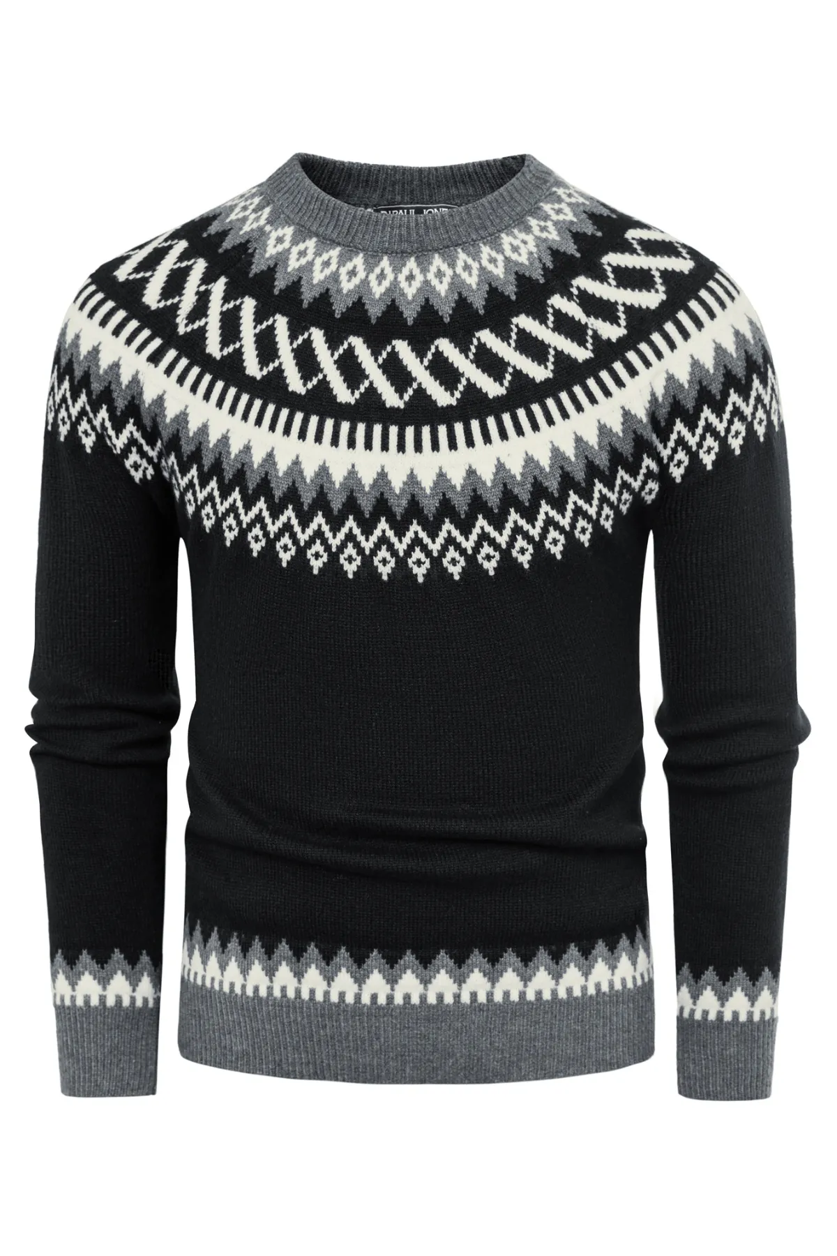 PJ Paul Jones Men's Fair Isle Crewneck Sweater Vintage Leisure Pattern Knit Long Sleeve Pullover Sweater sold by Paul Jones product image thumbnail 3