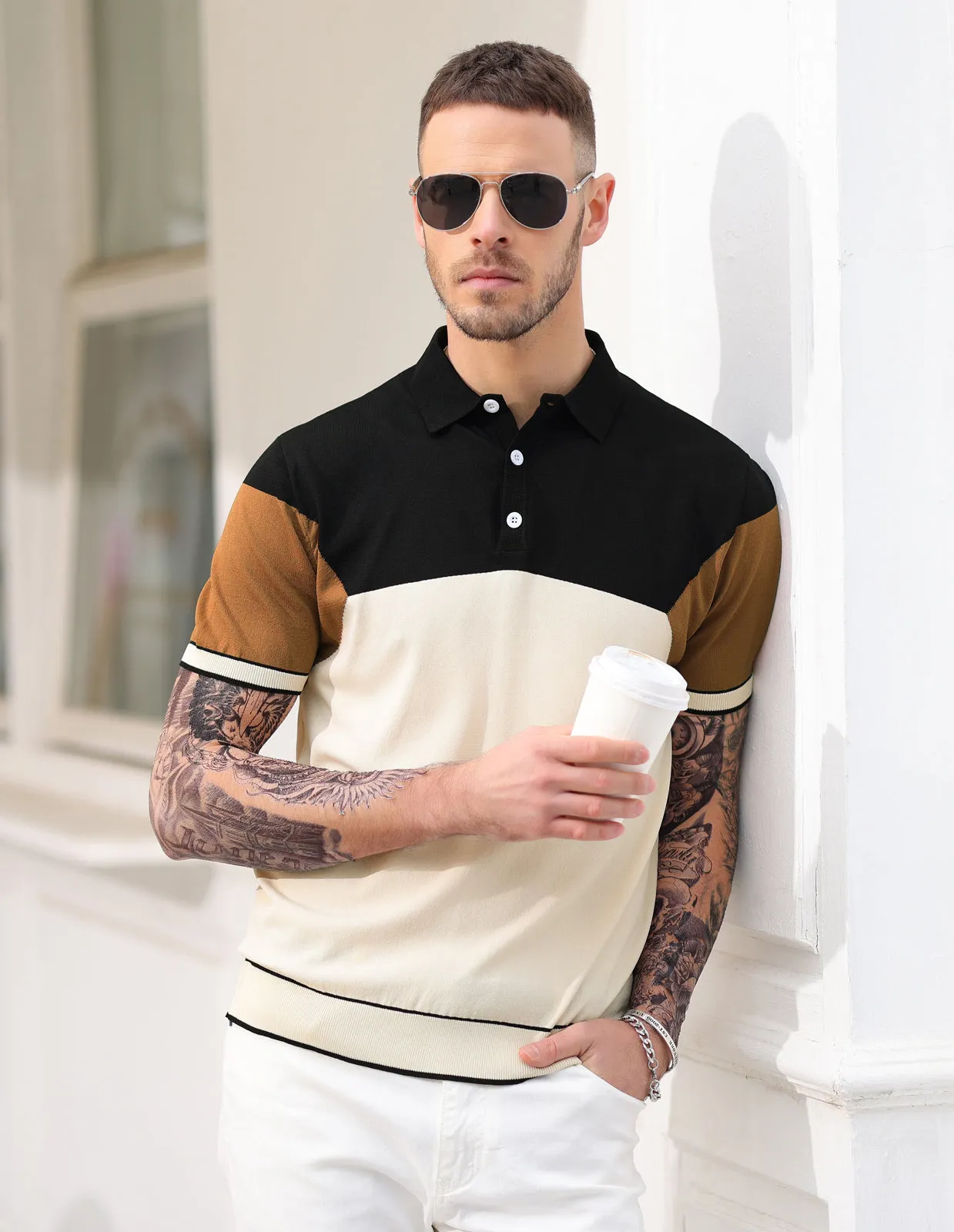 Mens Knitting Stretch Golf Polo Shirts Lightweight Tee Shirts sold by Paul Jones product image thumbnail 5