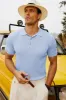 Mens Knitted Polo Shirts Cable Short Sleeve Golf Pullover Polo Shirt Breathable Knitting Polo Shirts sold by Paul Jones