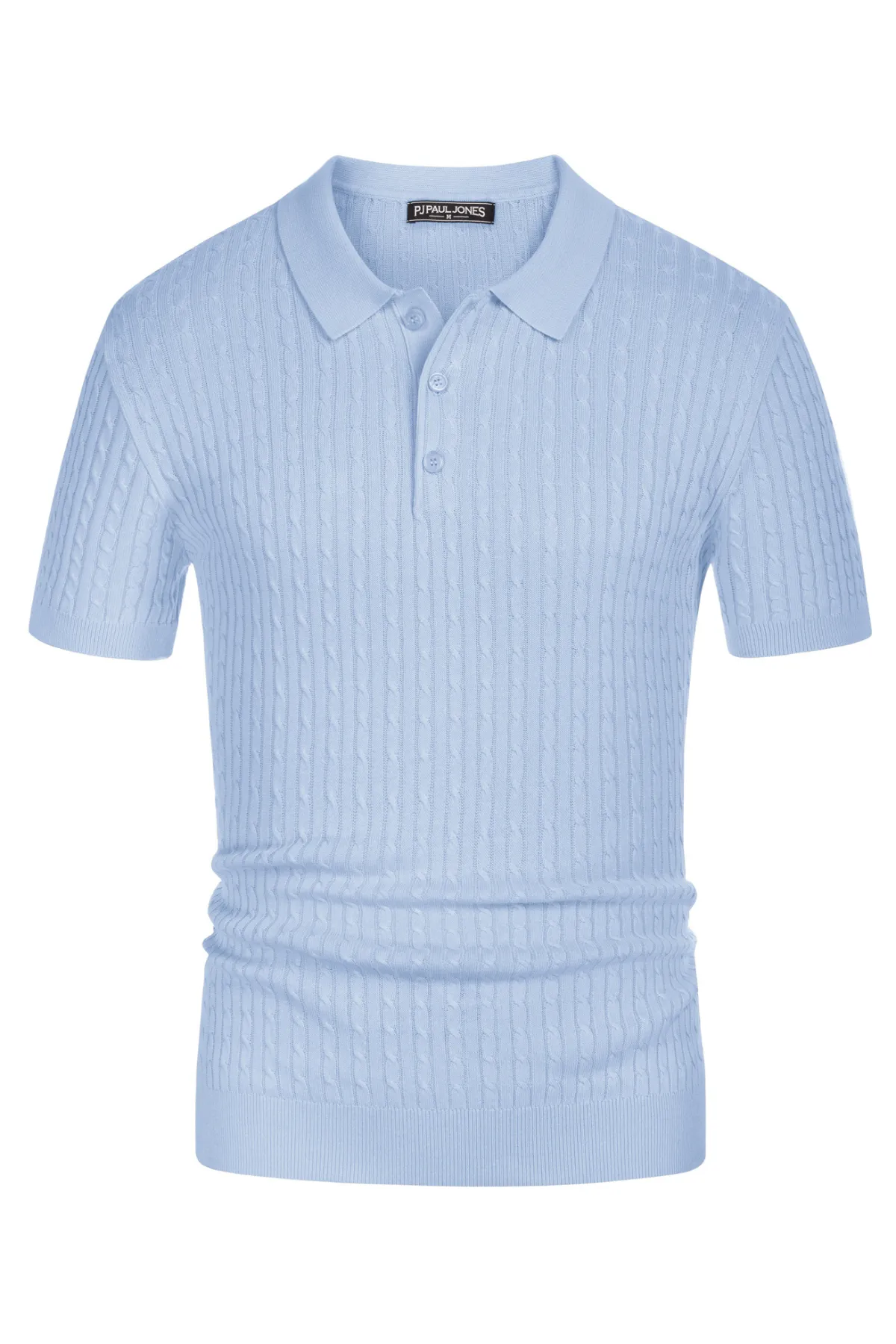 Mens Knitted Polo Shirts Cable Short Sleeve Golf Pullover Polo Shirt Breathable Knitting Polo Shirts sold by Paul Jones product image thumbnail 3