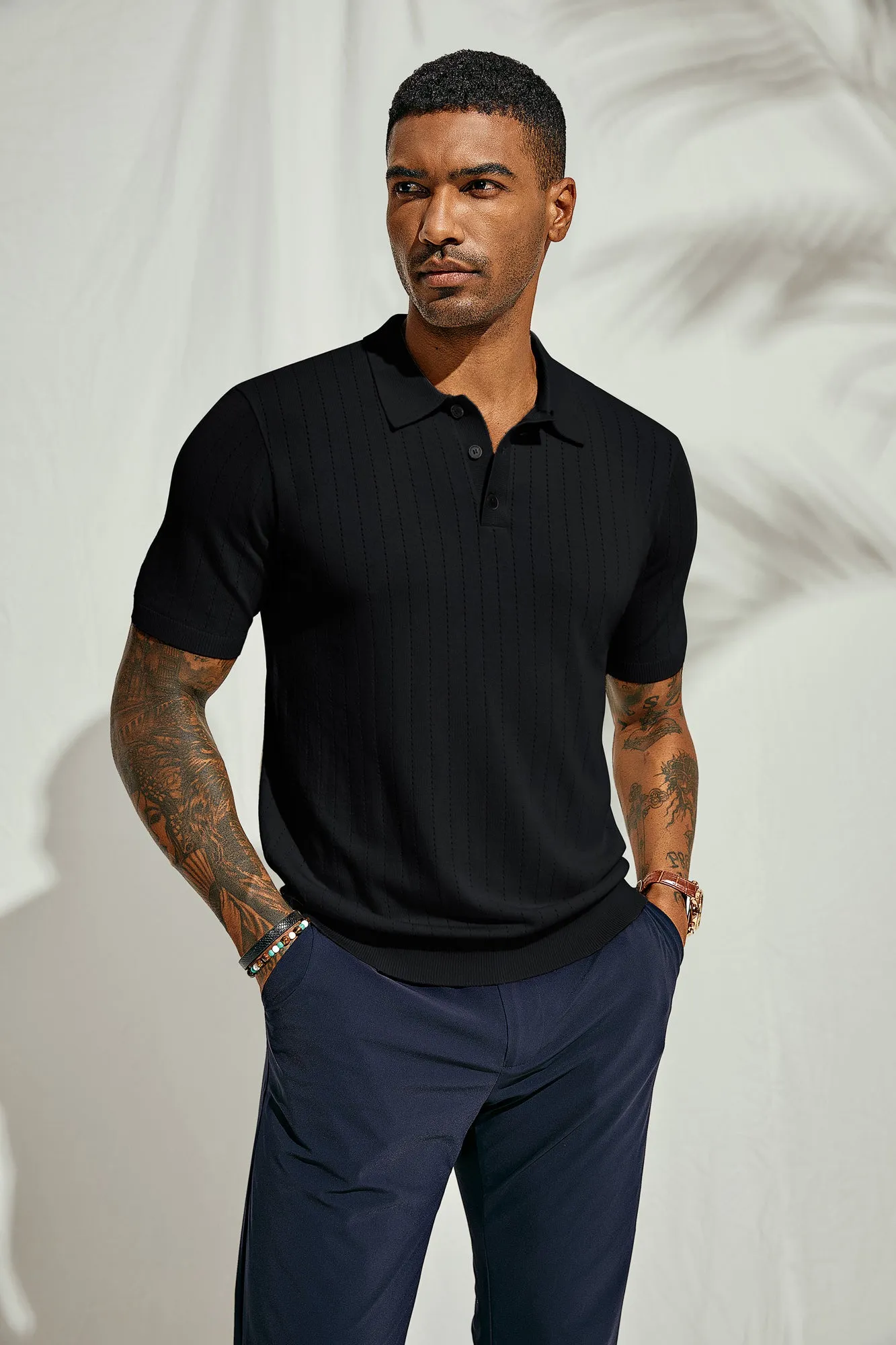 Men's Knit Polo Shirts Casual Short Sleeve Solid Button Down Pullover Polo T Shirts sold by Paul Jones product image thumbnail 4