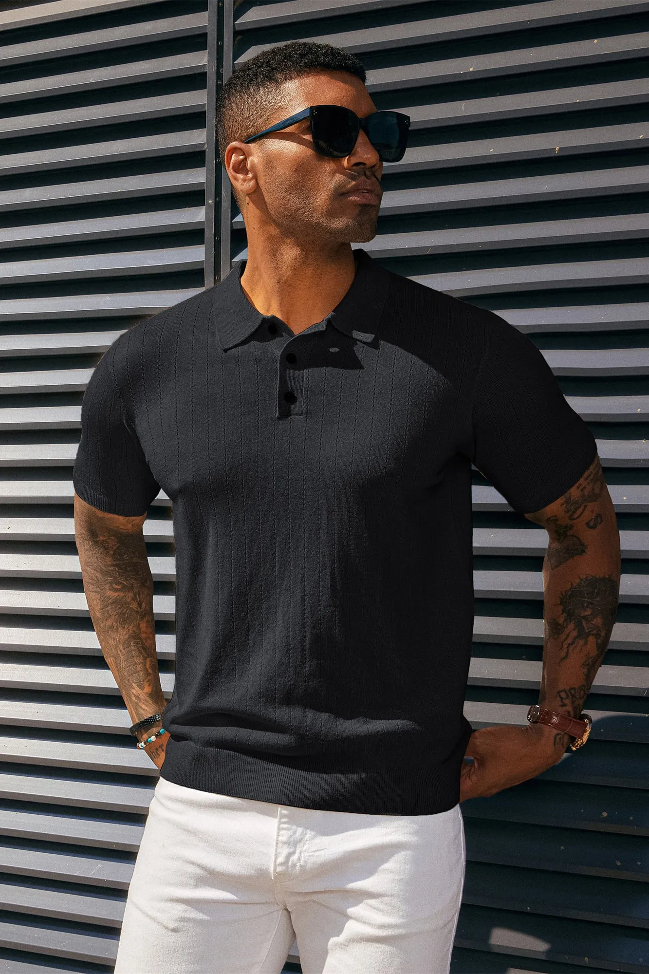 Men's Knit Polo Shirts Casual Short Sleeve Solid Button Down Pullover Polo T Shirts sold by Paul Jones