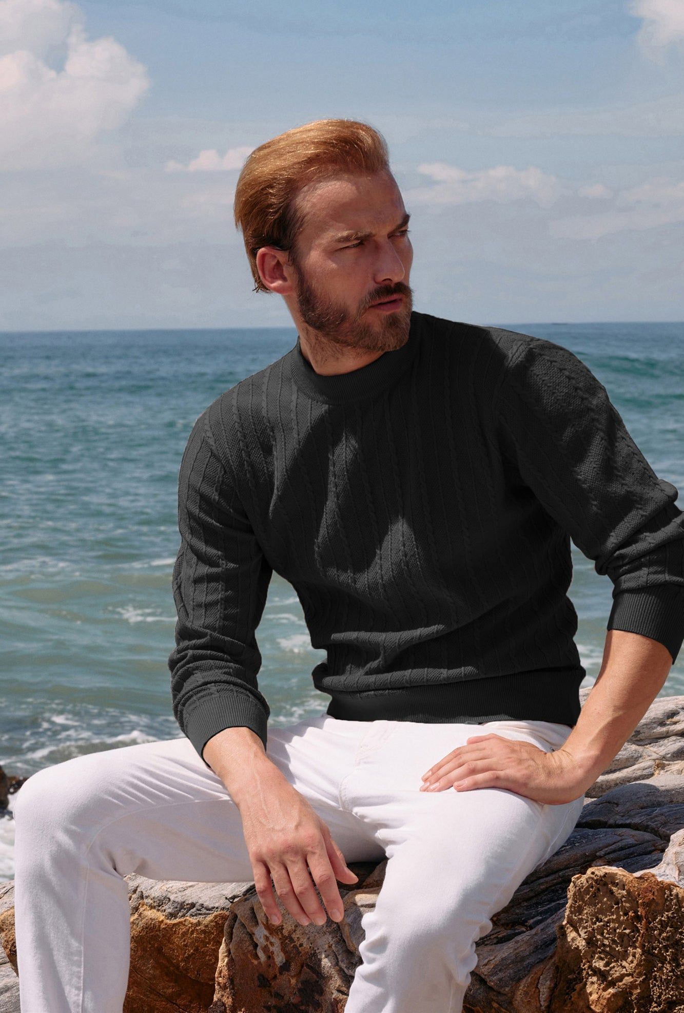 Men's Casual Cable Knitted Sweater Mock Turtleneck Pullover Sweaters sold by Paul Jones product image thumbnail 5