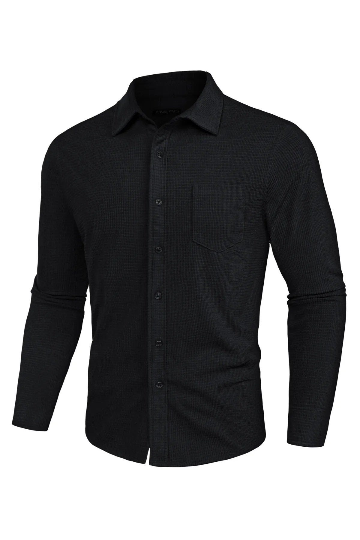 Men Stylish Textured Shirt Long Sleeve Classic Collar Button-up Tops sold by Paul Jones product image thumbnail 3