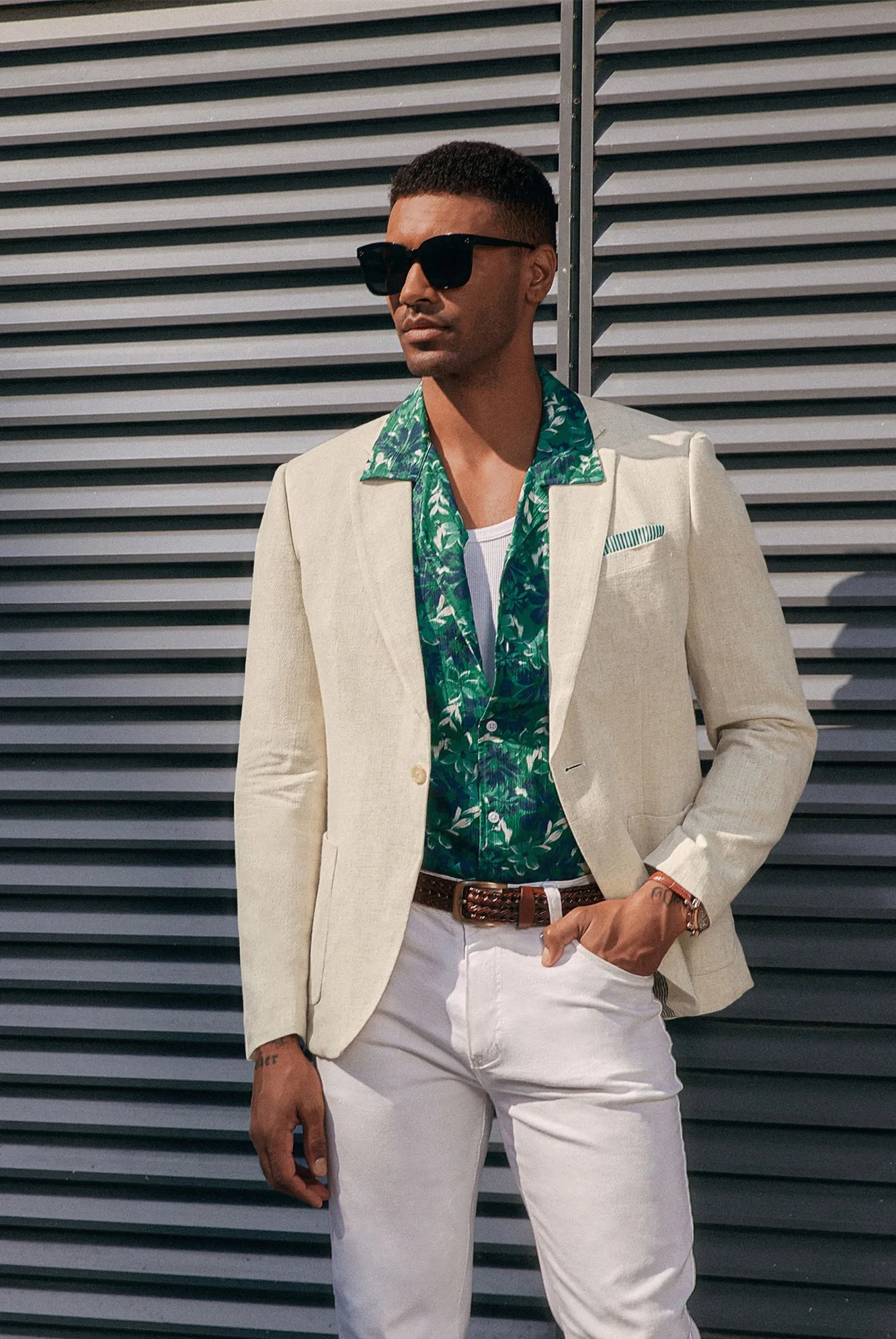 Men's Casual Slim Fit Linen Jacket Lightweight Two Buttons Blazer Sporty Slim Fit Leisure Blazer sold by Paul Jones product image thumbnail 5