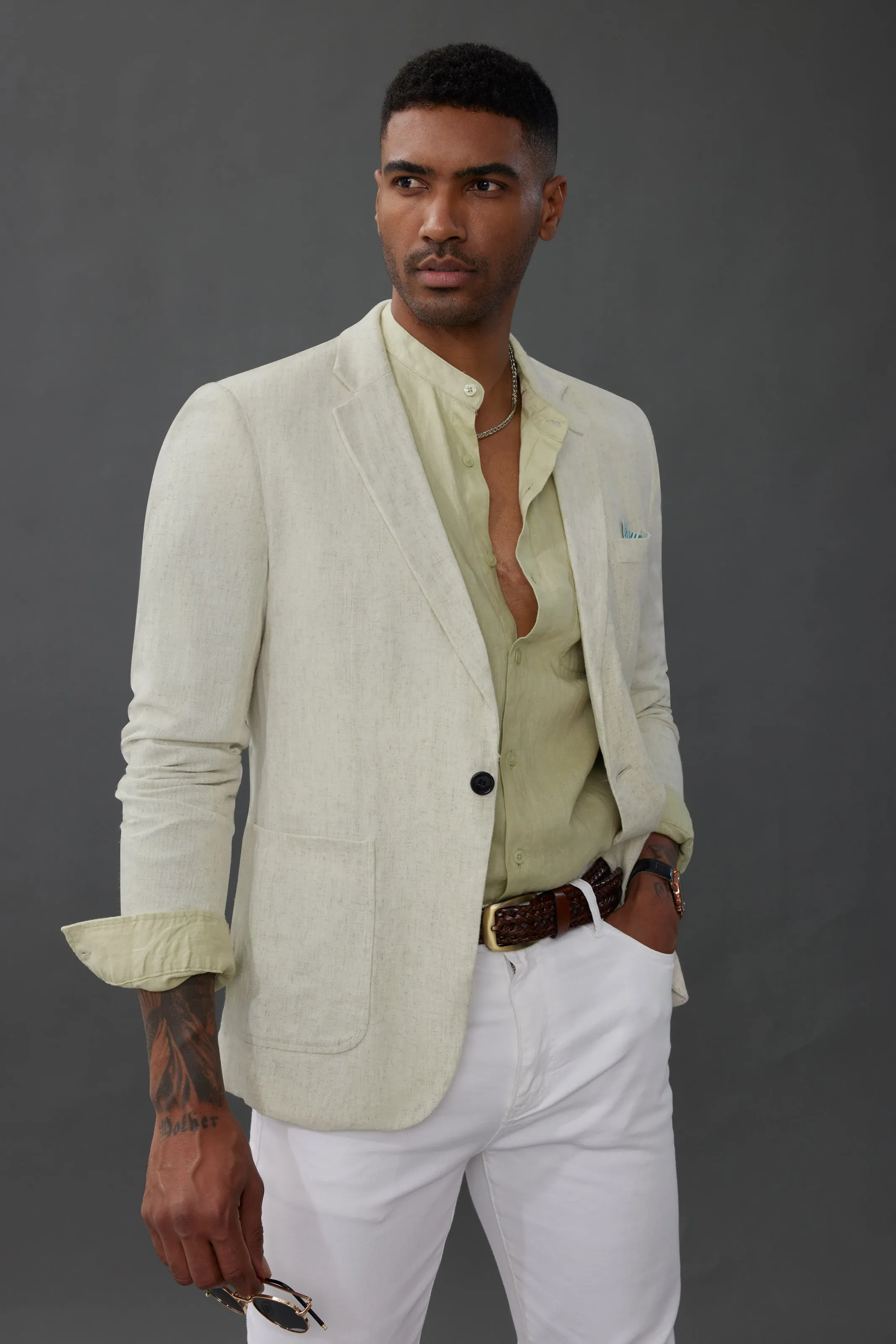 Men's Casual Slim Fit Linen Jacket Lightweight Two Buttons Blazer Sporty Slim Fit Leisure Blazer sold by Paul Jones product image thumbnail 2