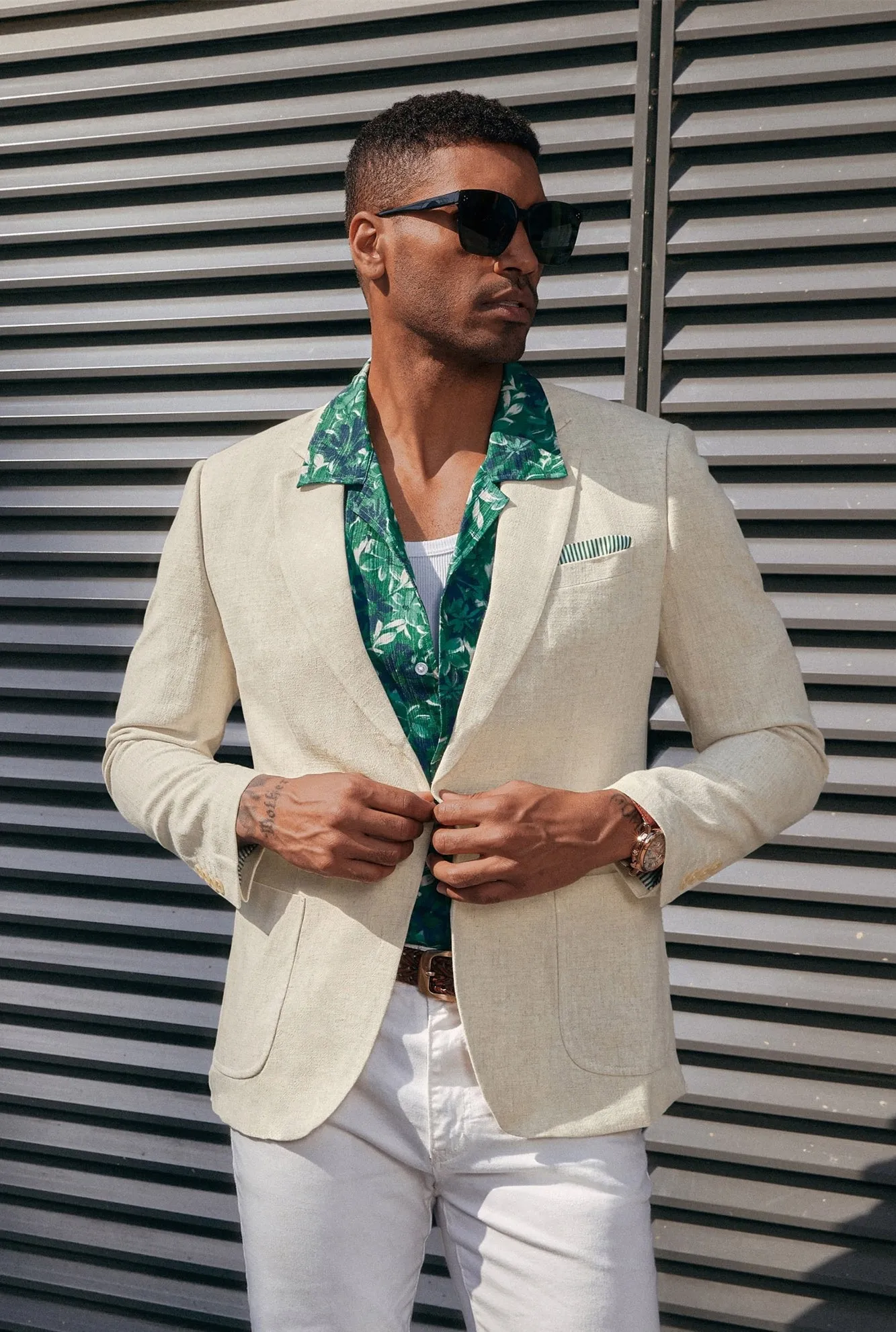 Men's Casual Slim Fit Linen Jacket Lightweight Two Buttons Blazer Sporty Slim Fit Leisure Blazer sold by Paul Jones