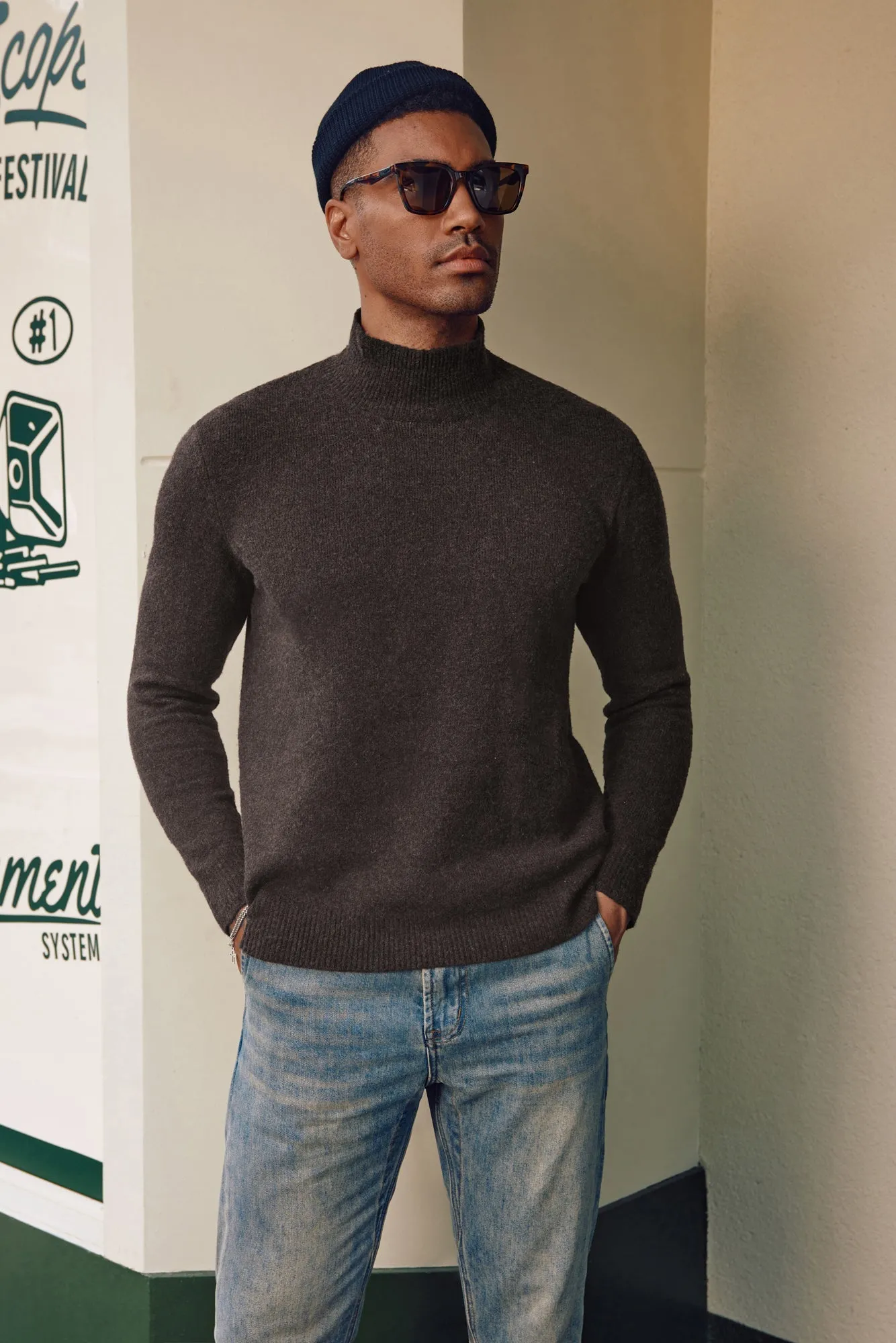 Men's Mock Turtleneck Sweater Long Sleeve Under Wool Blend Pullover Casual Sweaters sold by Paul Jones