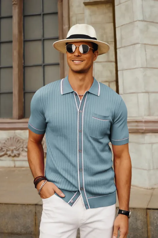 PJ PAUL JONES Men's Short Sleeve Knit Polo Shirts Vintage Golf Cardigans Shirts sold by Paul Jones