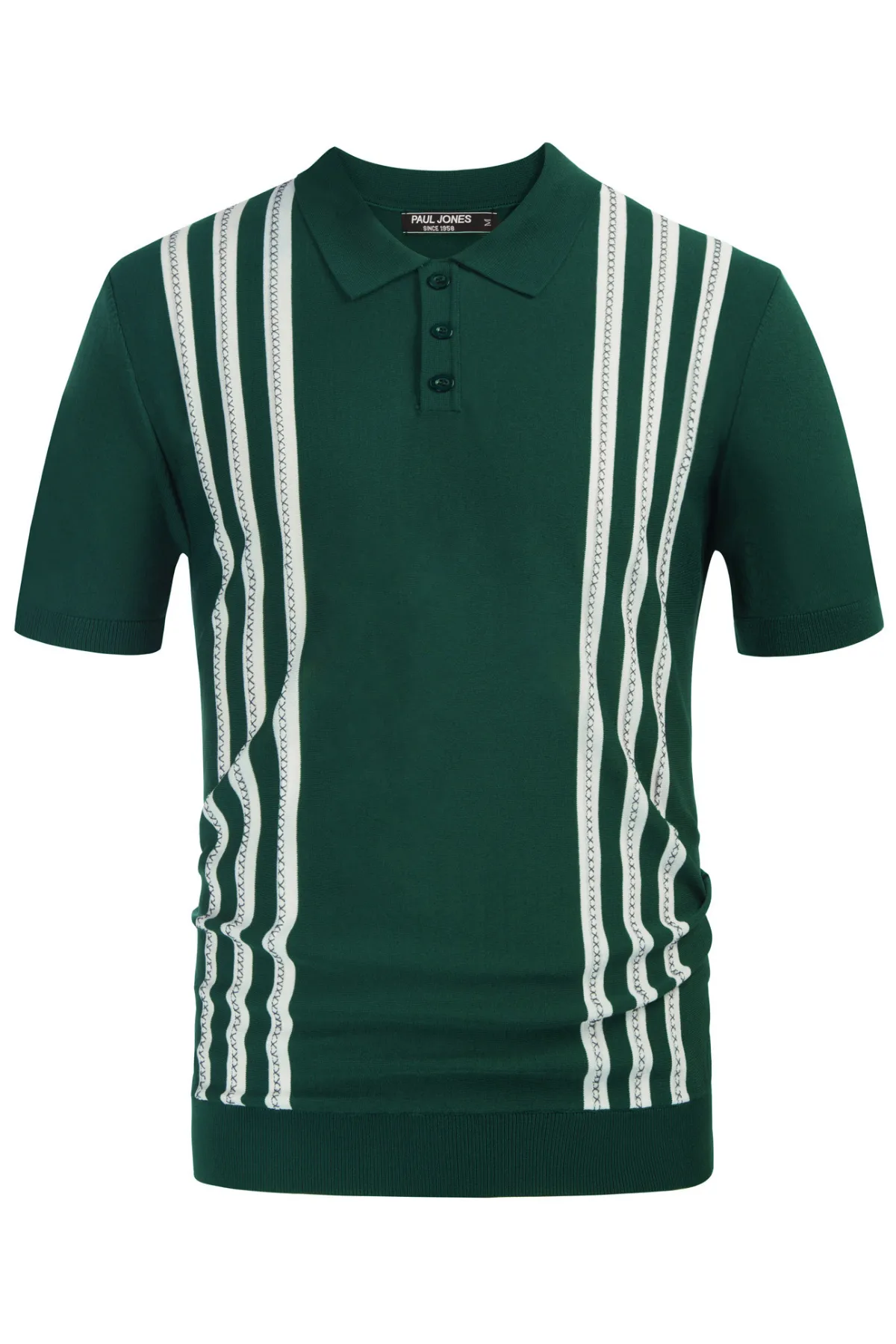 Men's Vintage Stripe Knitted Polo Pullover Shirts Short Sleeve Golf Knit Mens Polo Shirt sold by Paul Jones product image thumbnail 3