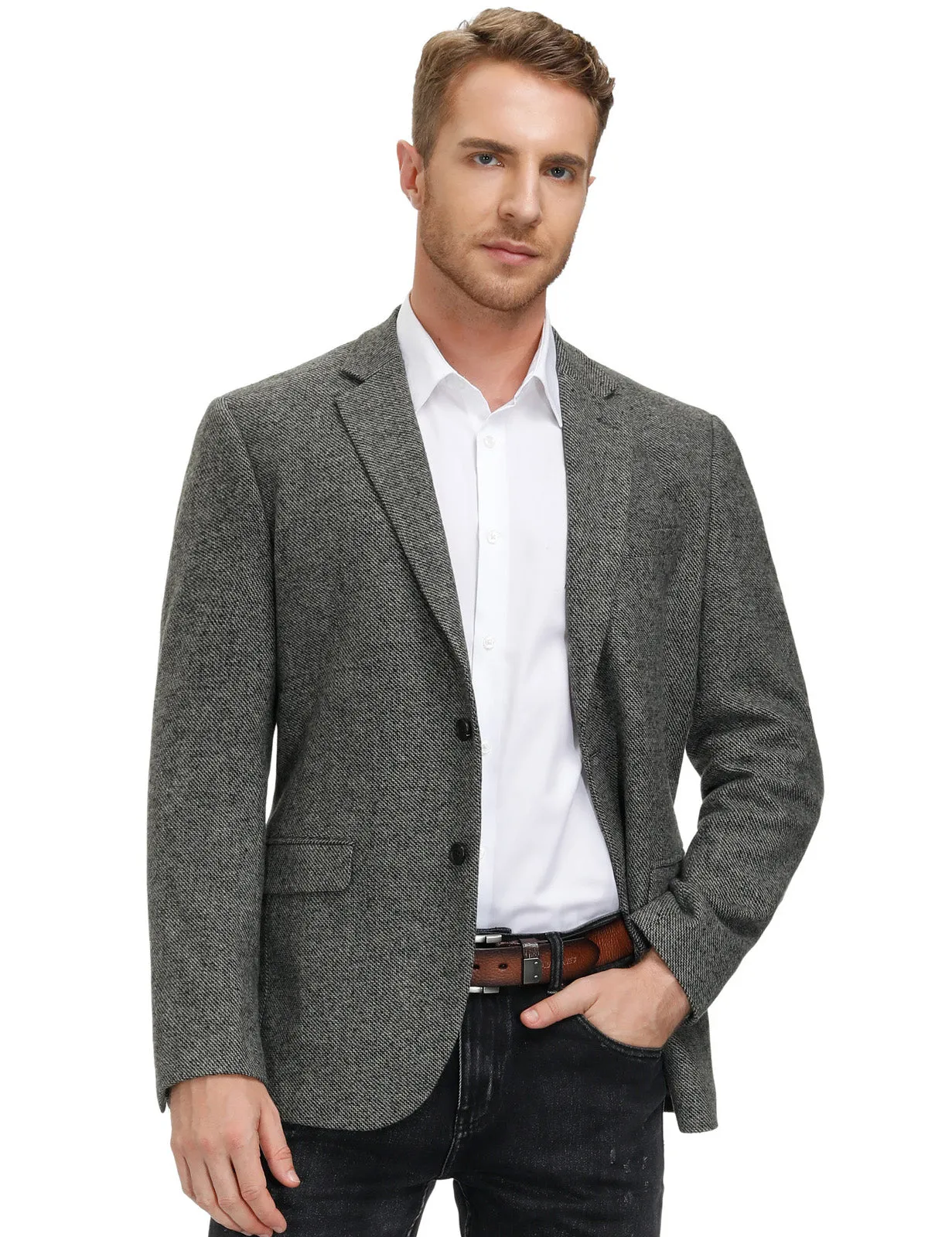 Mens Wool Blend Blazer Jacket Houndstooth Casual Suit Blazer Notch Lapel Two Buttons sold by Paul Jones product image thumbnail 2