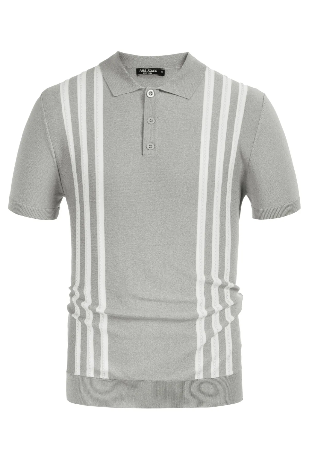 PJ Paul Jones Men's Vintage Stripe Knitted Polo Pullover Shirts Short Sleeve Golf Knit Mens Polo Shirt sold by Paul Jones product image thumbnail 3