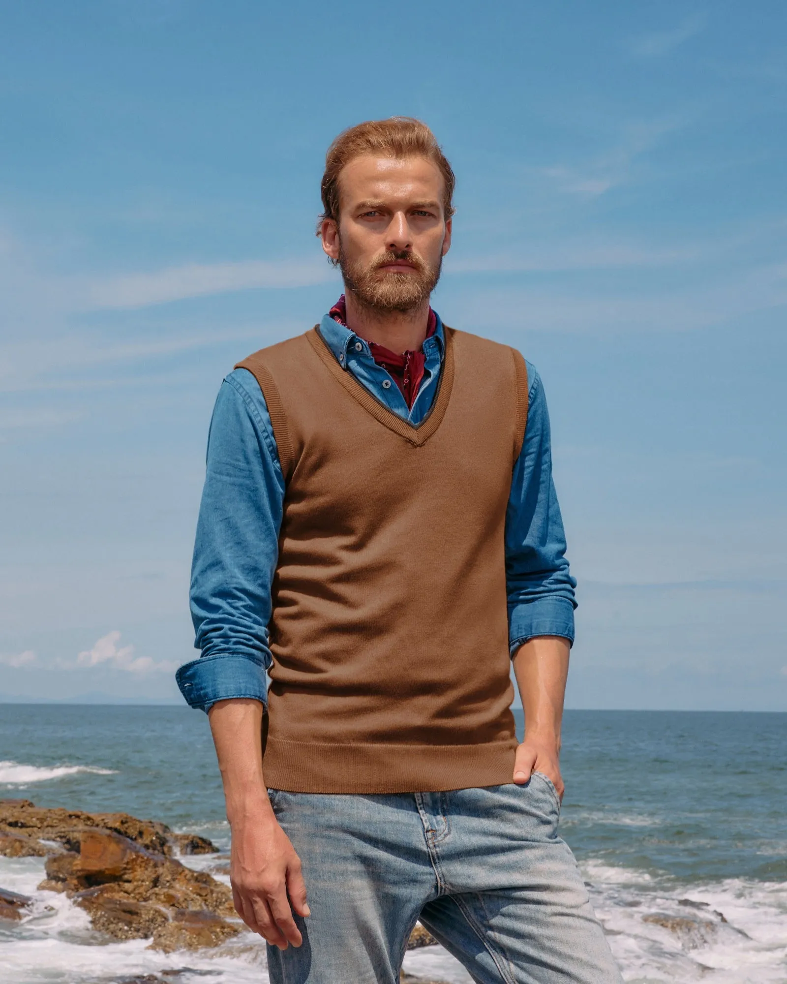 Mens Sweater Vest Wool Blended Knitted Vest Sweaters V-Neck Sleeveless Pullover Casual Vests sold by Paul Jones