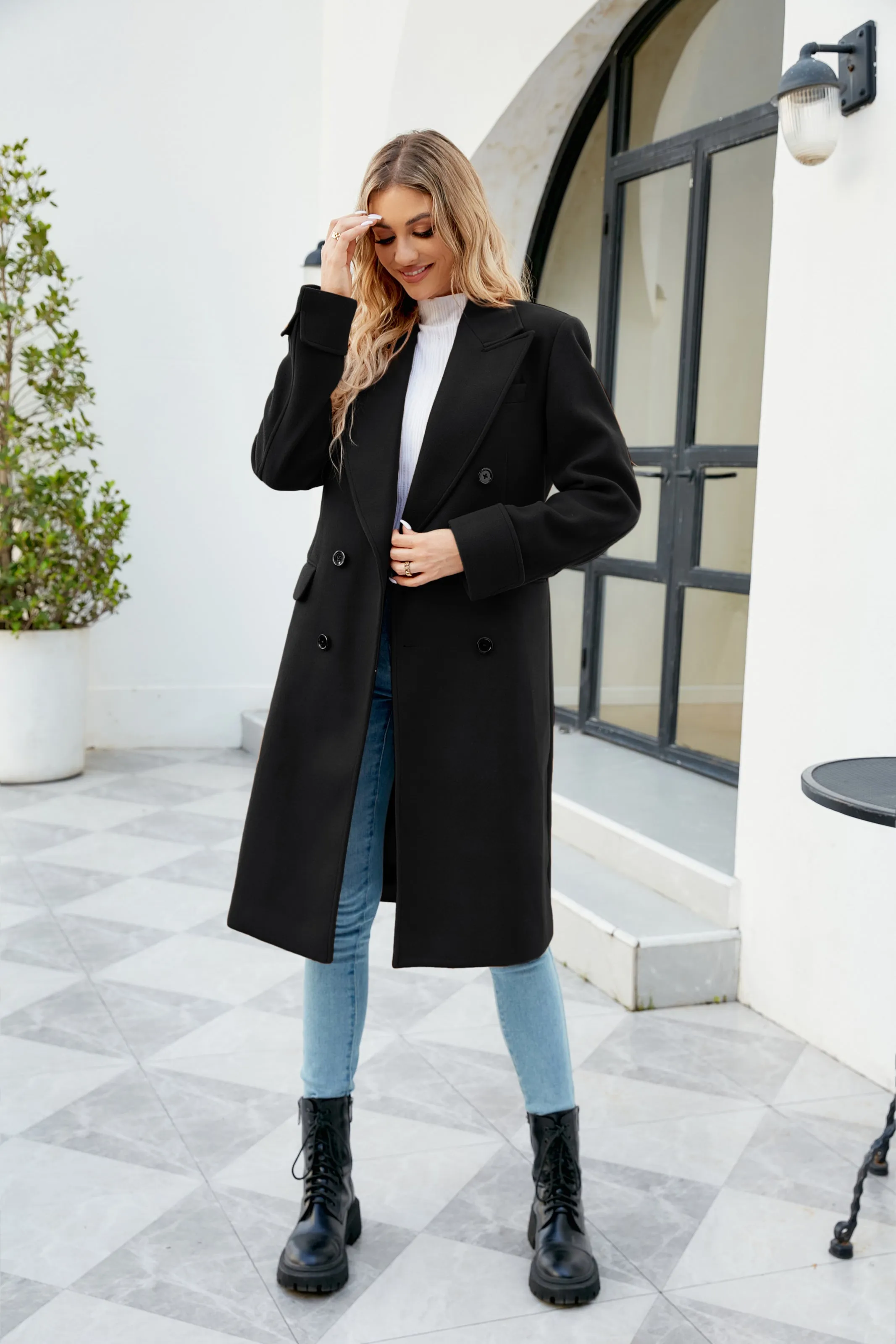 Men's Double Breasted Unisex Peacoat Wool Blend Long Trench Causul Coat sold by Paul Jones product image thumbnail 5