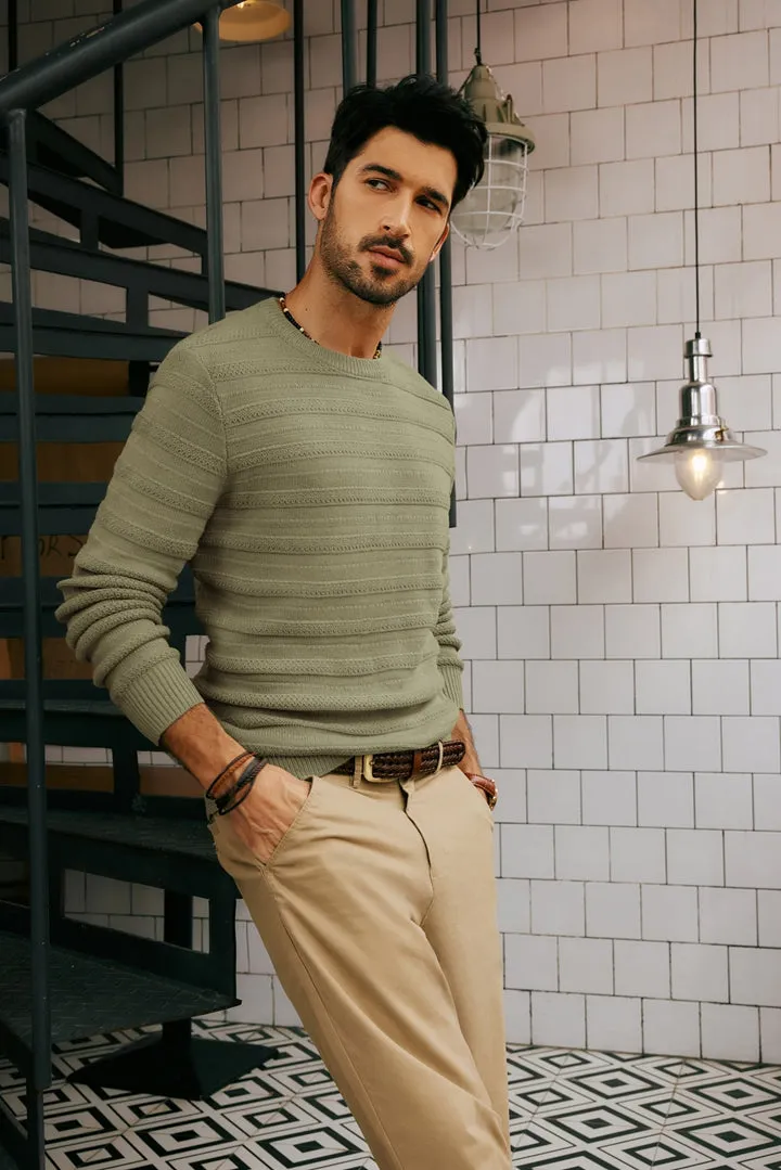 PJ Men Textured Sweater Long Sleeve Crew Neck Ribbed Cuff Pullover Knitwear sold by Paul Jones product image thumbnail 2