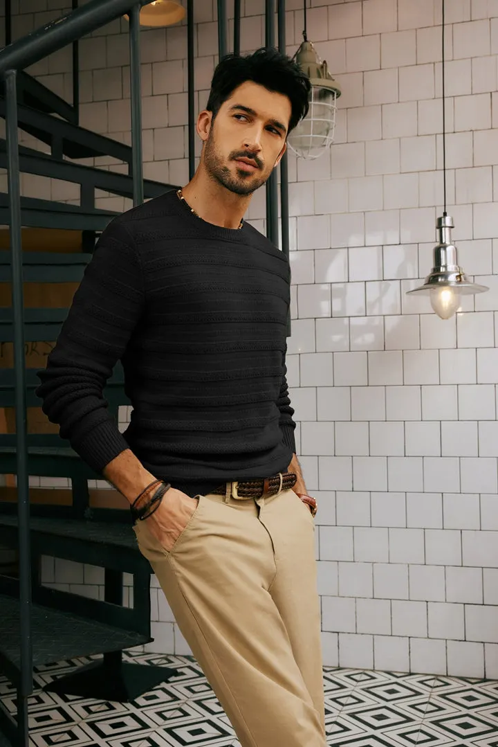 PJ Men Textured Sweater Long Sleeve Crew Neck Ribbed Cuff Pullover Knitwear sold by Paul Jones product image thumbnail 5