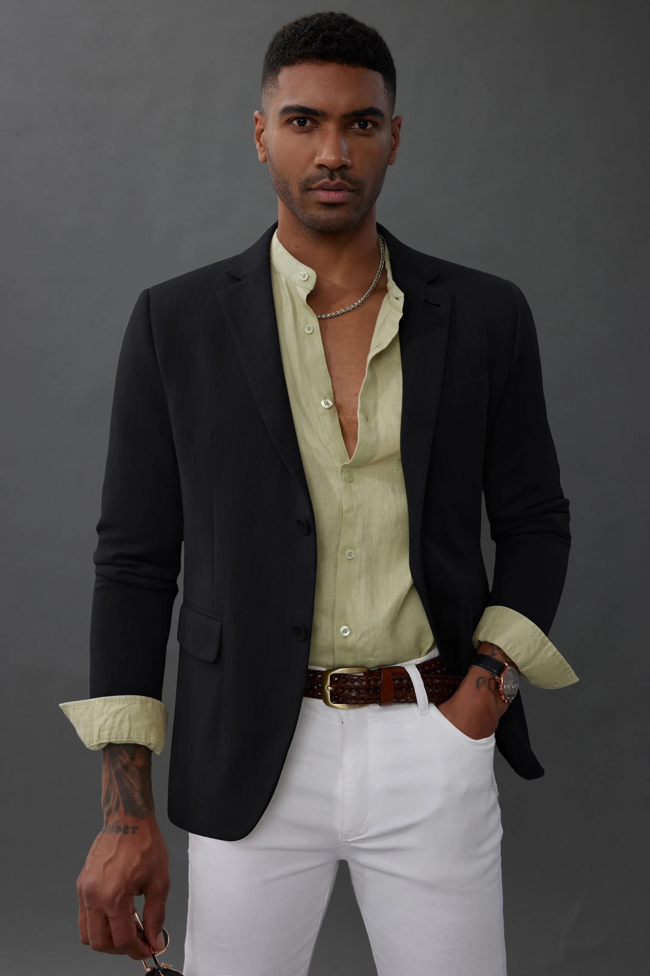 Mens Blazer Jacket Casual Herringbone Suit Jacket 2 Buttons Sports Coats for Wedding sold by Paul Jones product image thumbnail 5