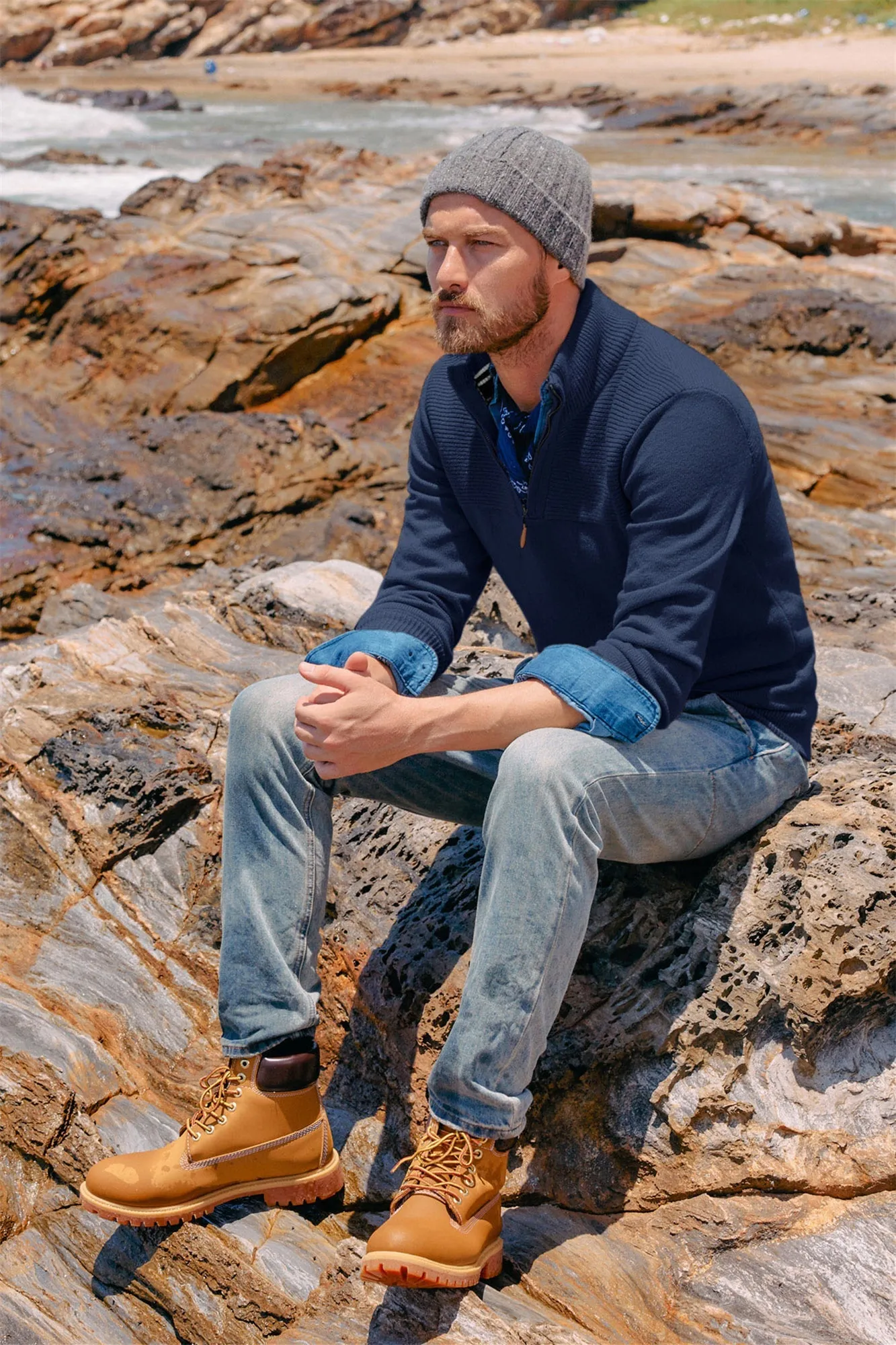 Men's Quarter Zip Sweaters Slim Fit Casual Pullover Sweater Mock Neck Polo Sweaters sold by Paul Jones product image thumbnail 5