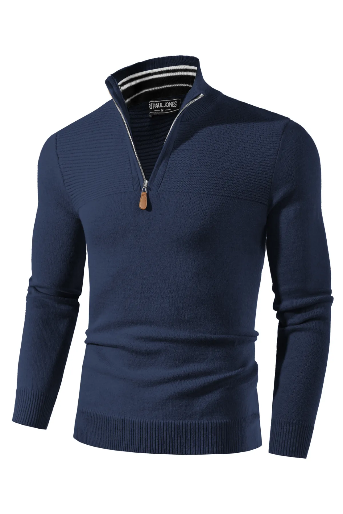 Men's Quarter Zip Sweaters Slim Fit Casual Pullover Sweater Mock Neck Polo Sweaters sold by Paul Jones product image thumbnail 4