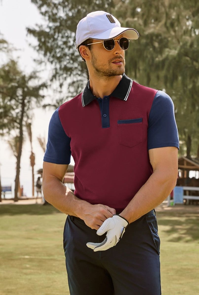 Men's Polo Shirts Moisture Wicking Golf Polos Cotton Pullover T Shirt sold by Paul Jones