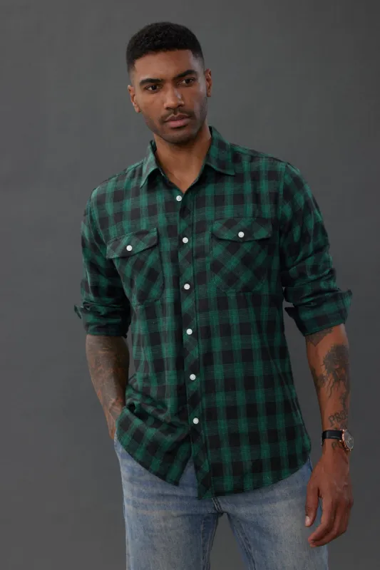 Mens Flannel Button Down Shirts Plaid Long Sleeve Cardigans Shirts sold by Paul Jones