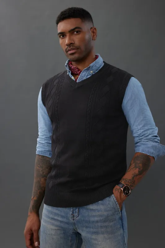 Mens Cable Knit Sweater Vest V-Neck Slim Fit Pullover Knitwear Vests sold by Paul Jones