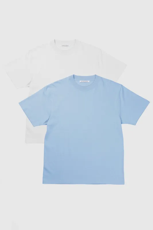 Duo T-shirts Oregon Blanc et bleu ciel made by bonnegueule