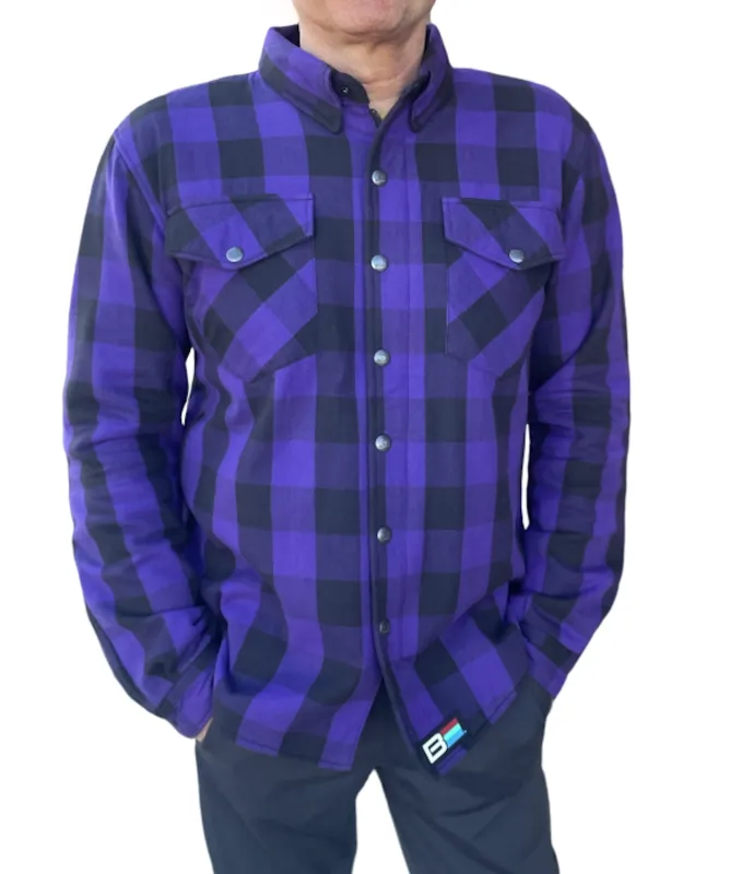 Flannel Riding Shirt – Purple + Black Plaid made by Bohn Armor