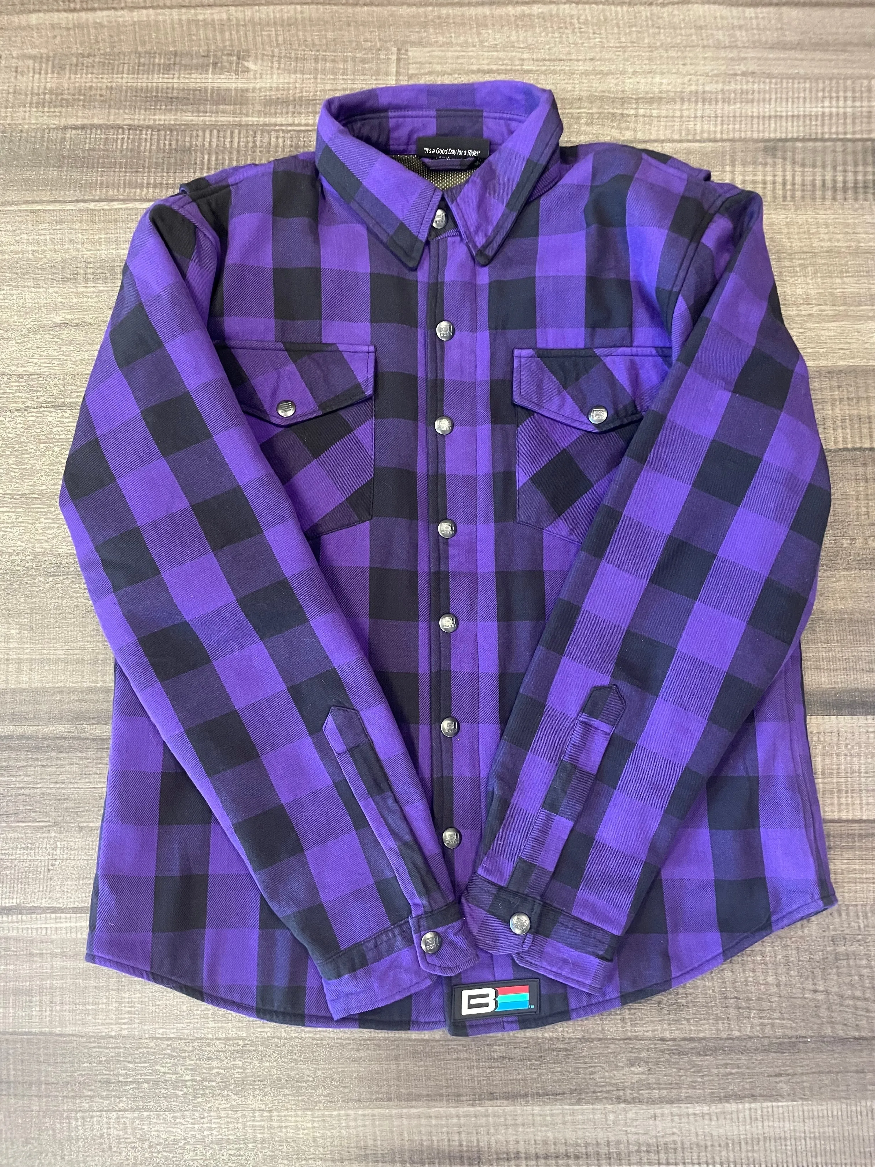 Flannel Riding Shirt – Purple + Black Plaid sold by Bohn Armor product image thumbnail 3