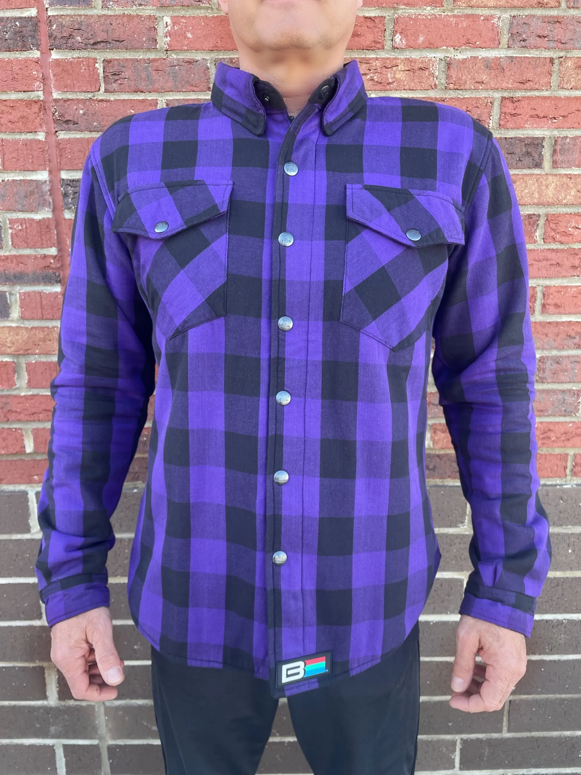 Flannel Riding Shirt – Purple + Black Plaid sold by Bohn Armor product image thumbnail 2
