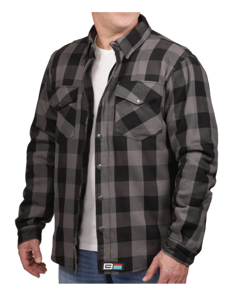 Kevlar Flannel Riding Shirt – Grey + Black Plaid sold by Bohn Armor product image thumbnail 3