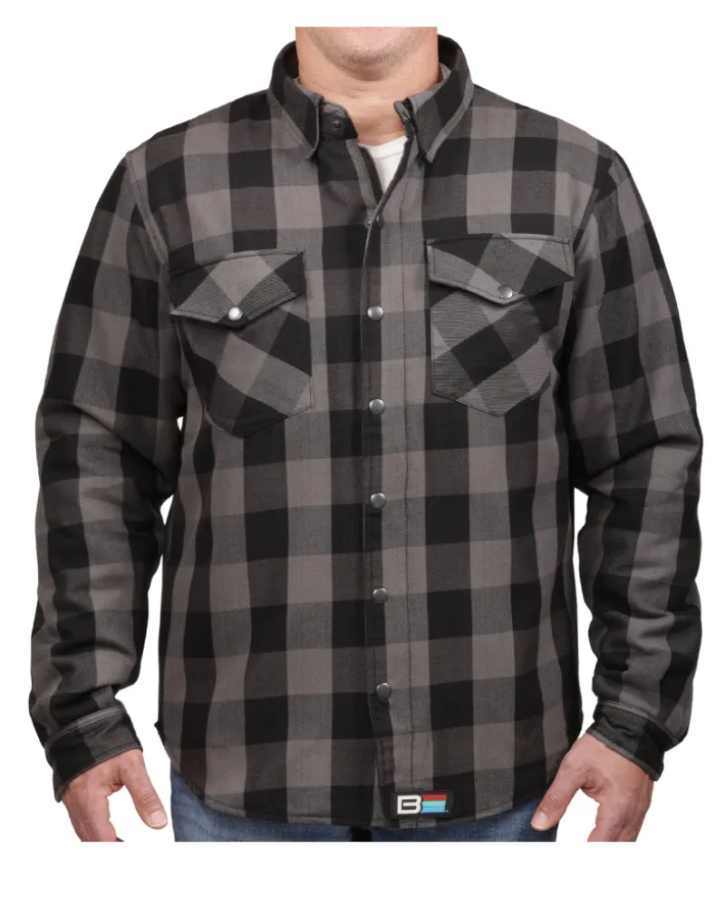 Kevlar Flannel Riding Shirt – Grey + Black Plaid sold by Bohn Armor