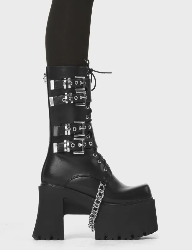 Bite My Tongue Chunky Platform Calf Boots sold by Lamoda