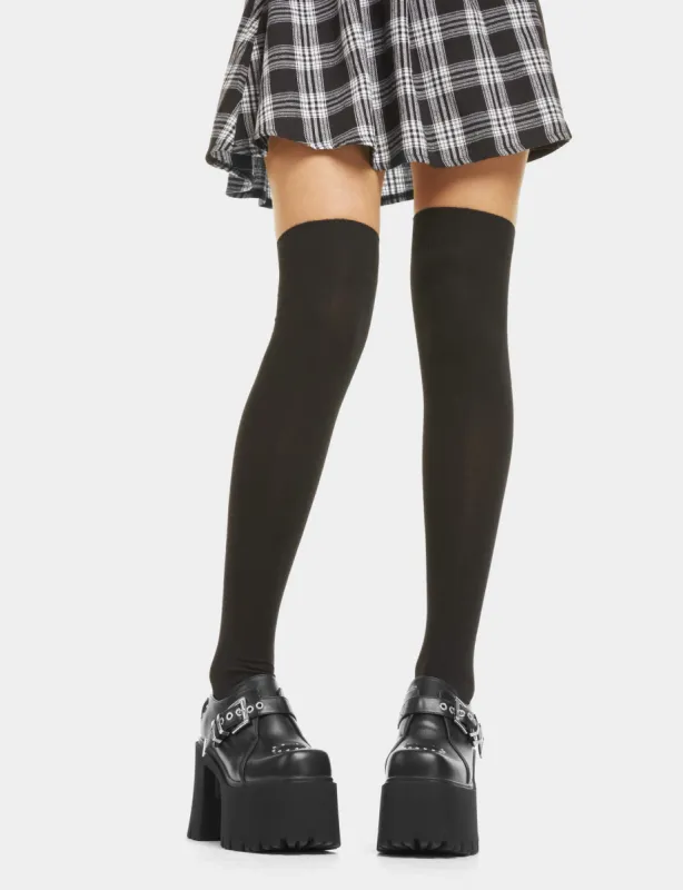 Black Out Thigh High Socks sold by Lamoda