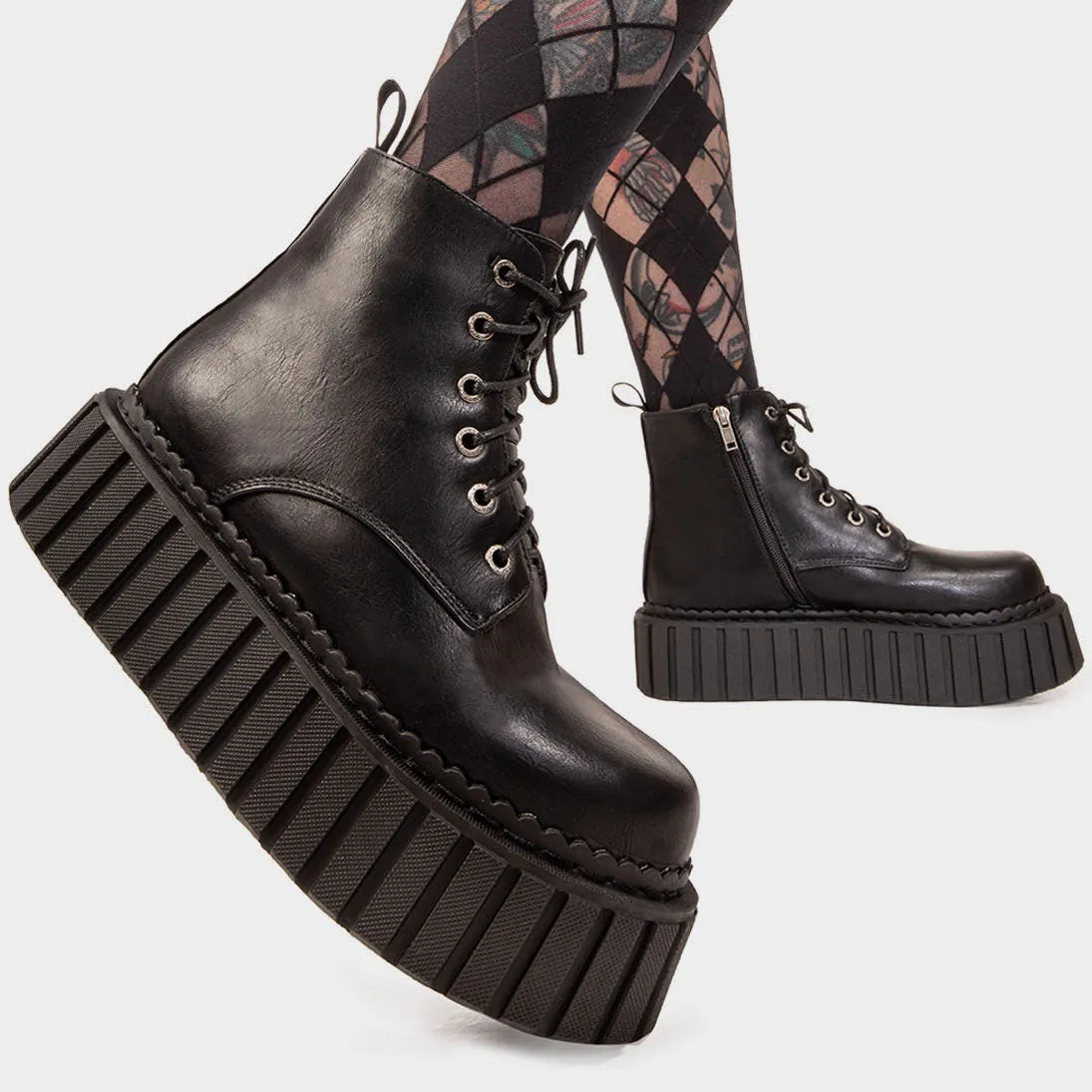 Lamoda Back 2 The Future Chunky Creeper Boots Black PU Platform Ankle sold by Lamoda product image thumbnail 4